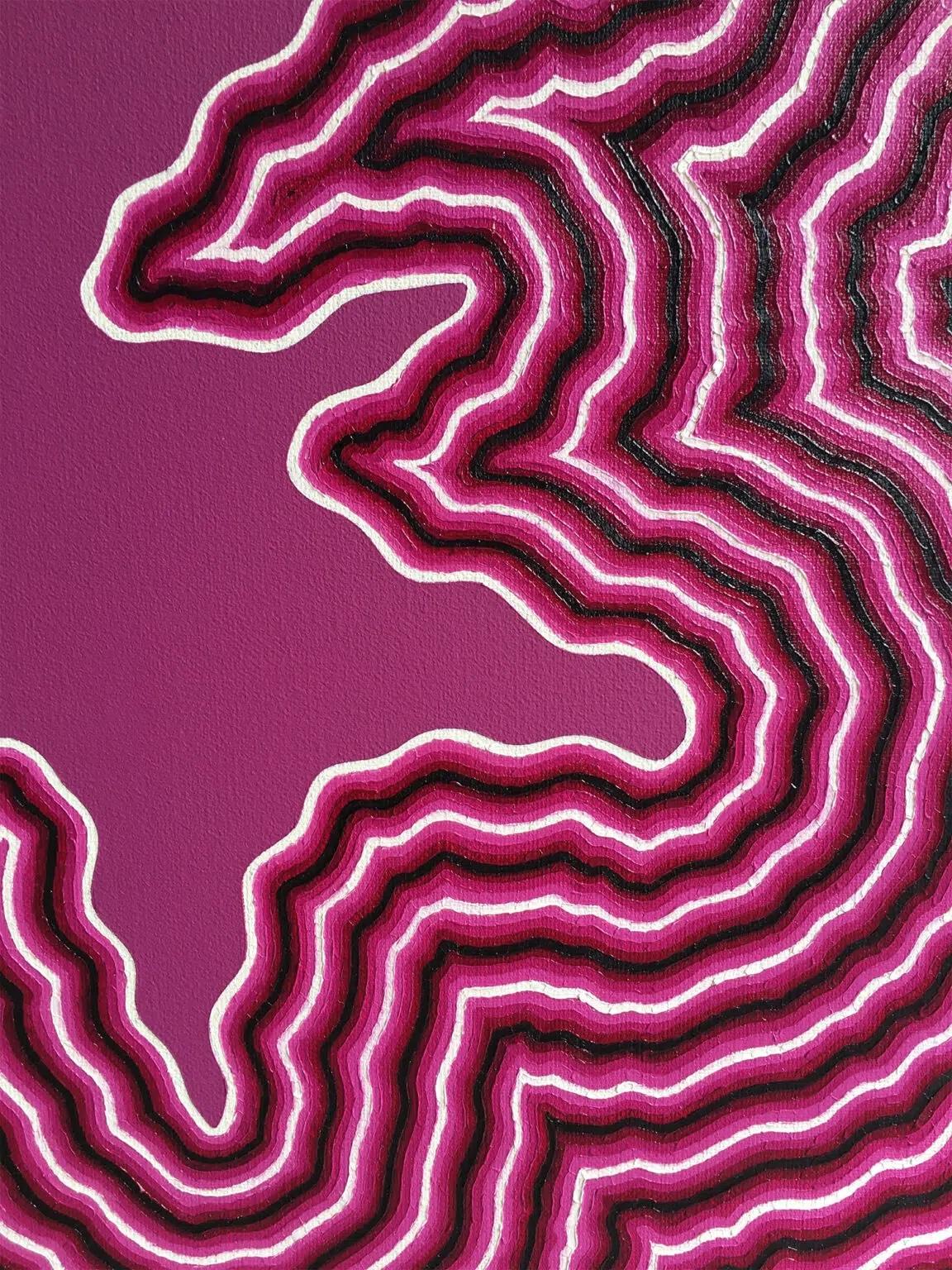 Organique by Mathieu Piffeteau - Abstract painting, illusion, pink, texture For Sale 7