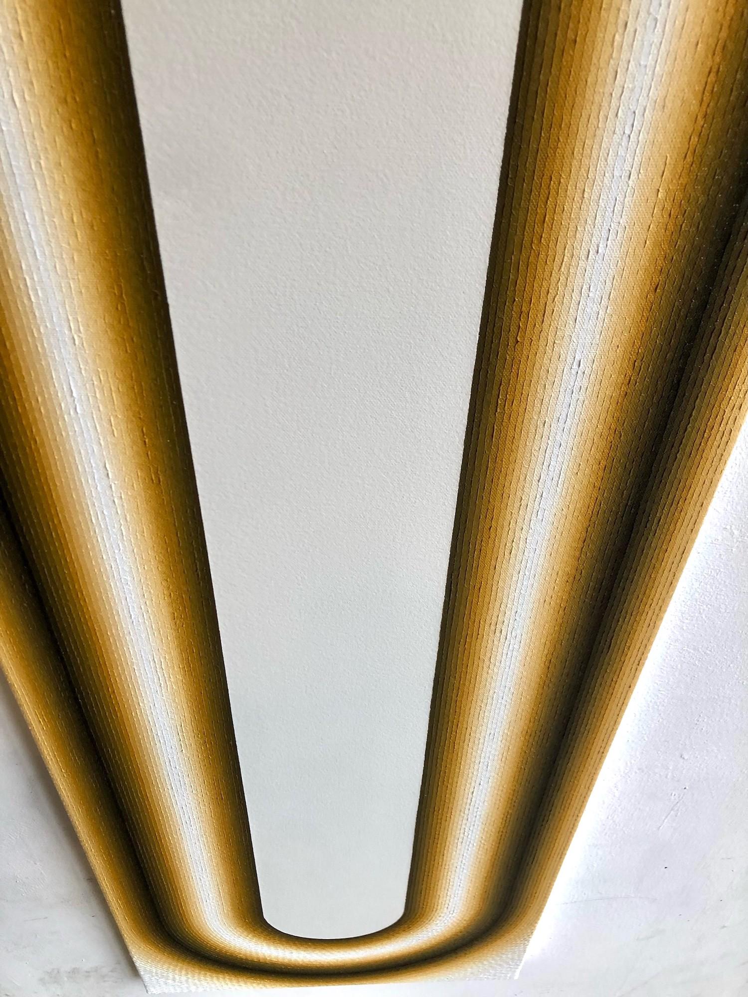 Station di Mathieu Piffeteau - Pittura astratta, illusione ottica, giallo in vendita 10