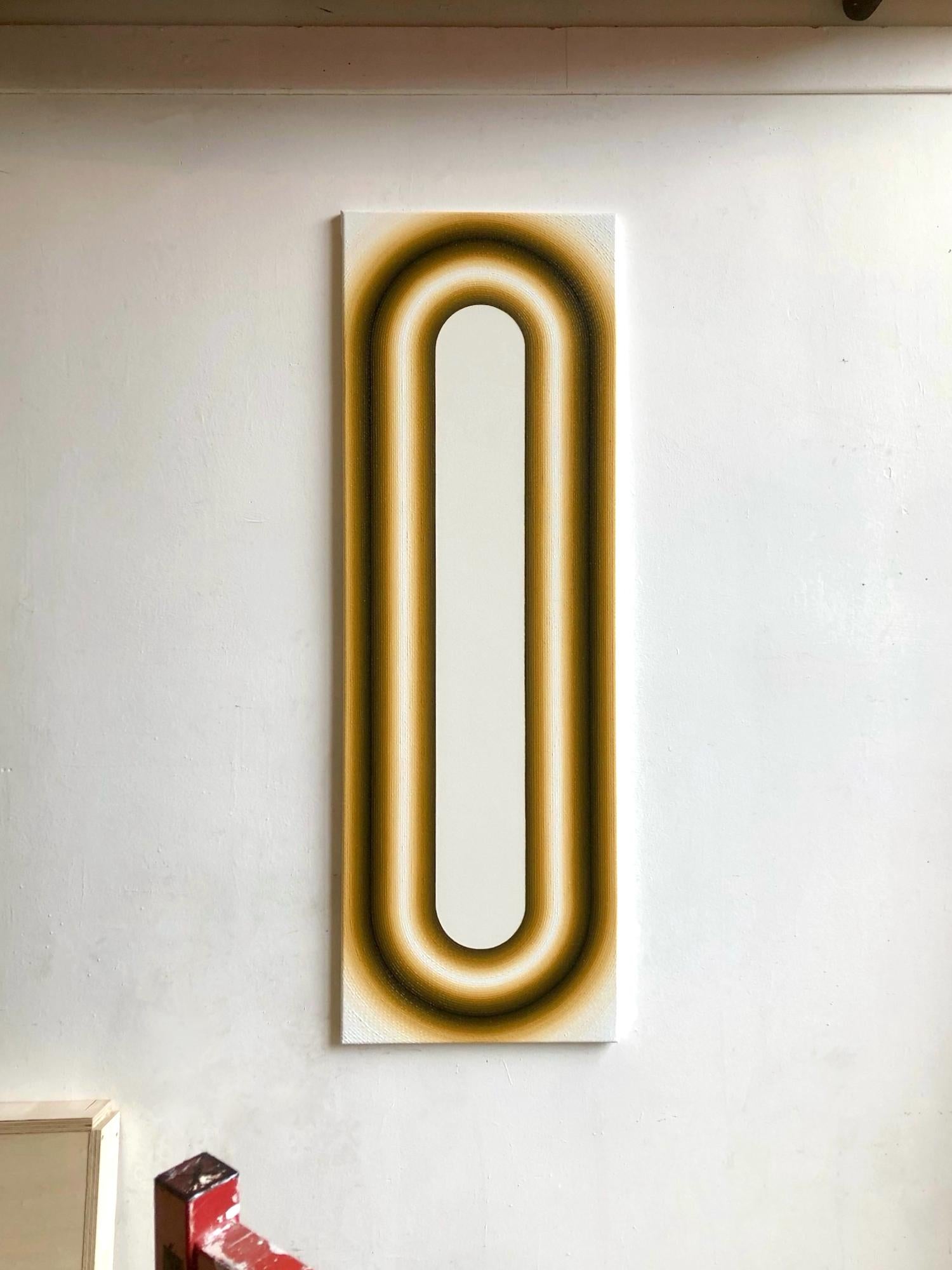 Station de Mathieu Piffeteau - peinture abstraite, illusion d'optique, jaune en vente 2