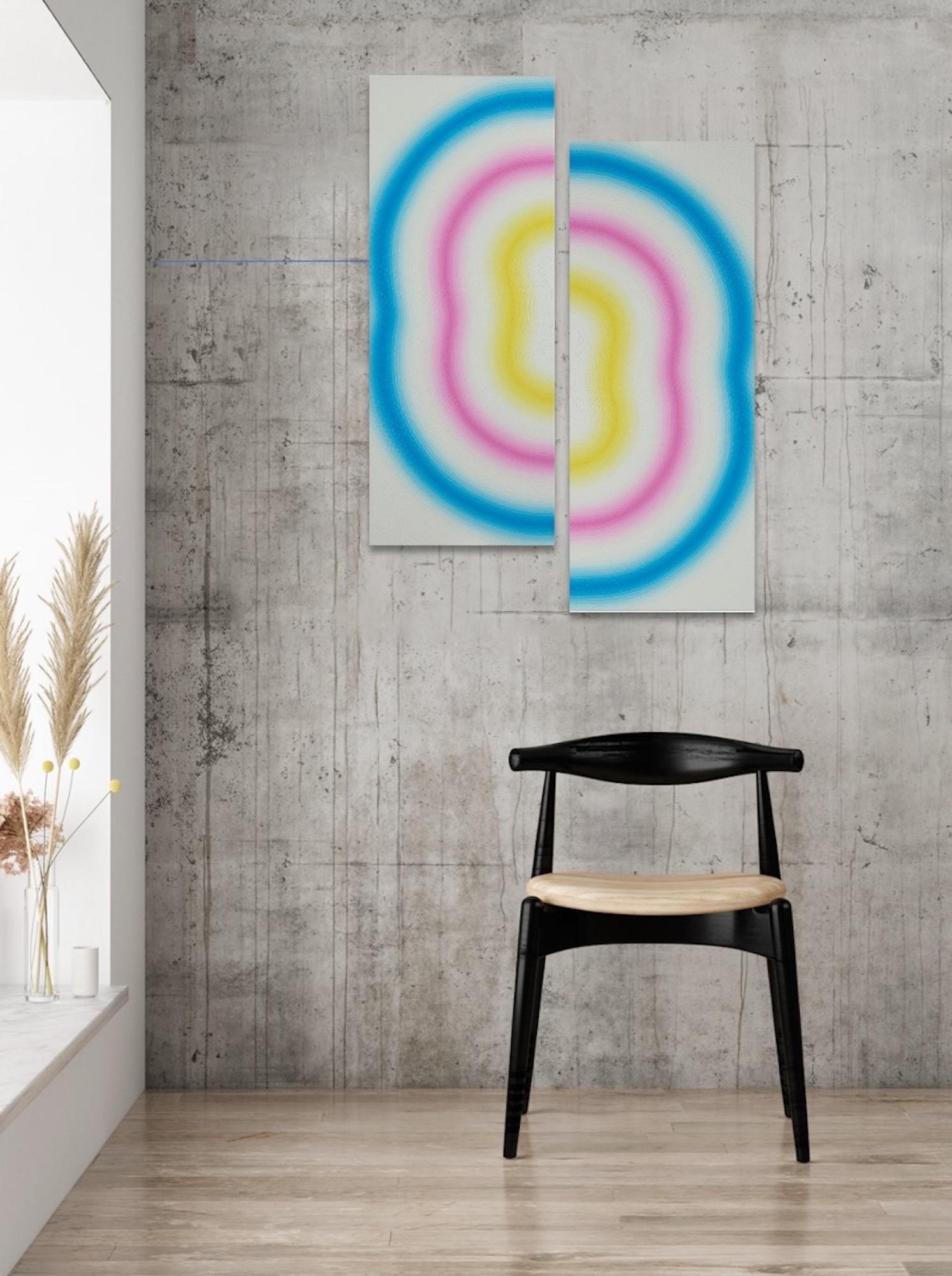 Study by Mathieu Piffeteau - Abstract painting, colour gradation, illusion, line For Sale 2