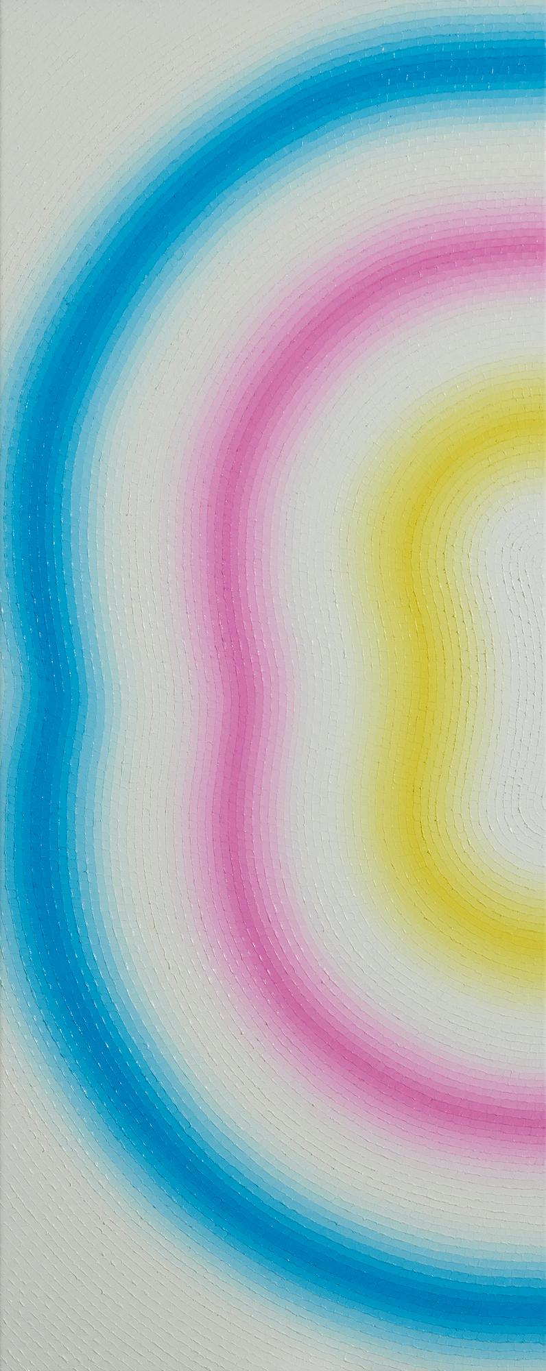 Study by Mathieu Piffeteau - Abstract painting, colour gradation, illusion, line For Sale 3