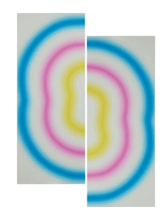 Studie von Mathieu Piffeteau – Abstraktes Gemälde, Farbbewertung, Illusion, Linie