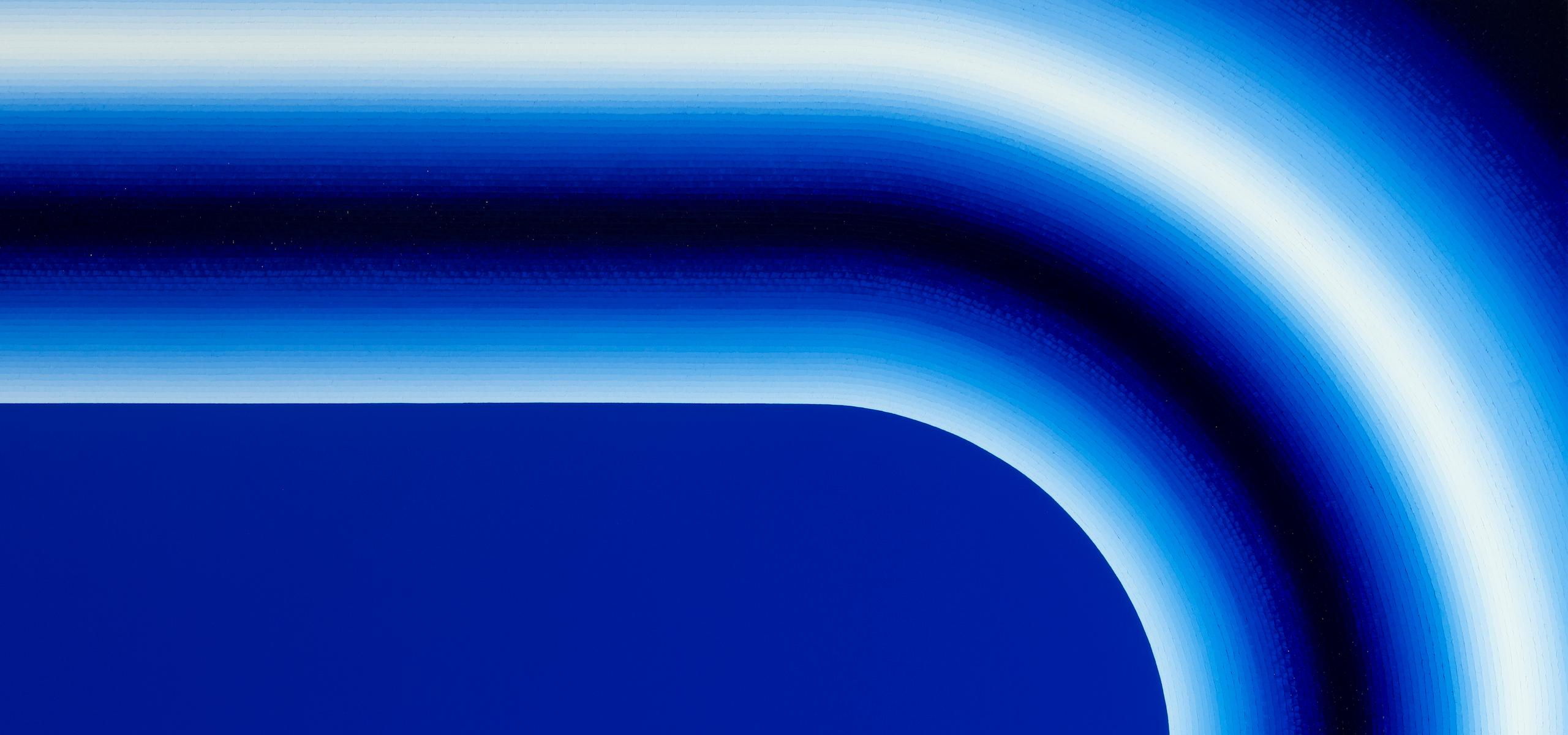 Swimming Pool by Mathieu Piffeteau - Abstract painting, illusion, light, blue For Sale 4