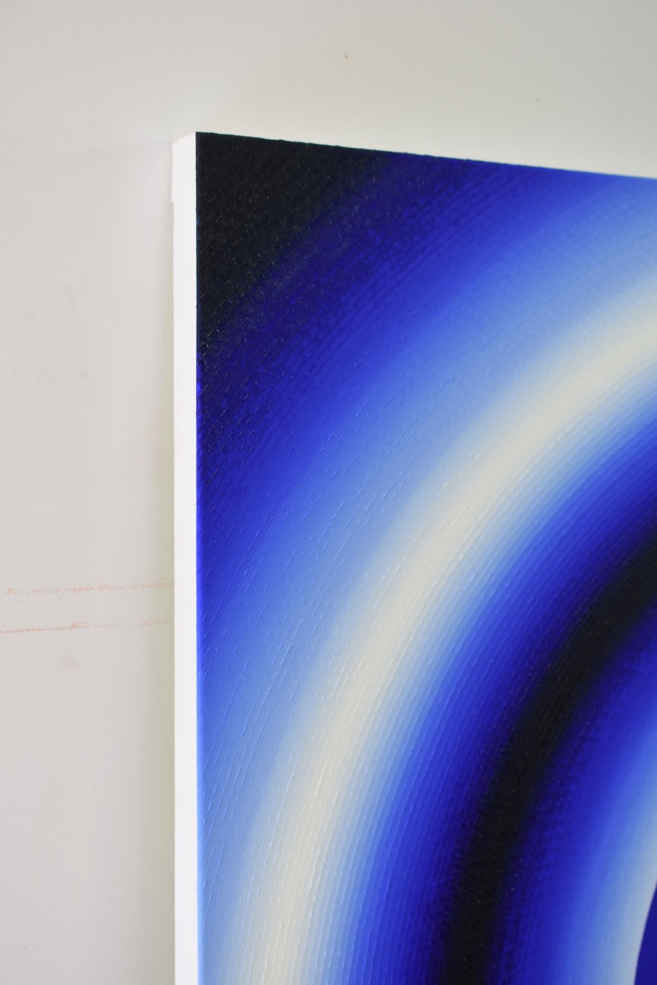 Swimming Pool by Mathieu Piffeteau - Abstract painting, illusion, light, blue For Sale 6