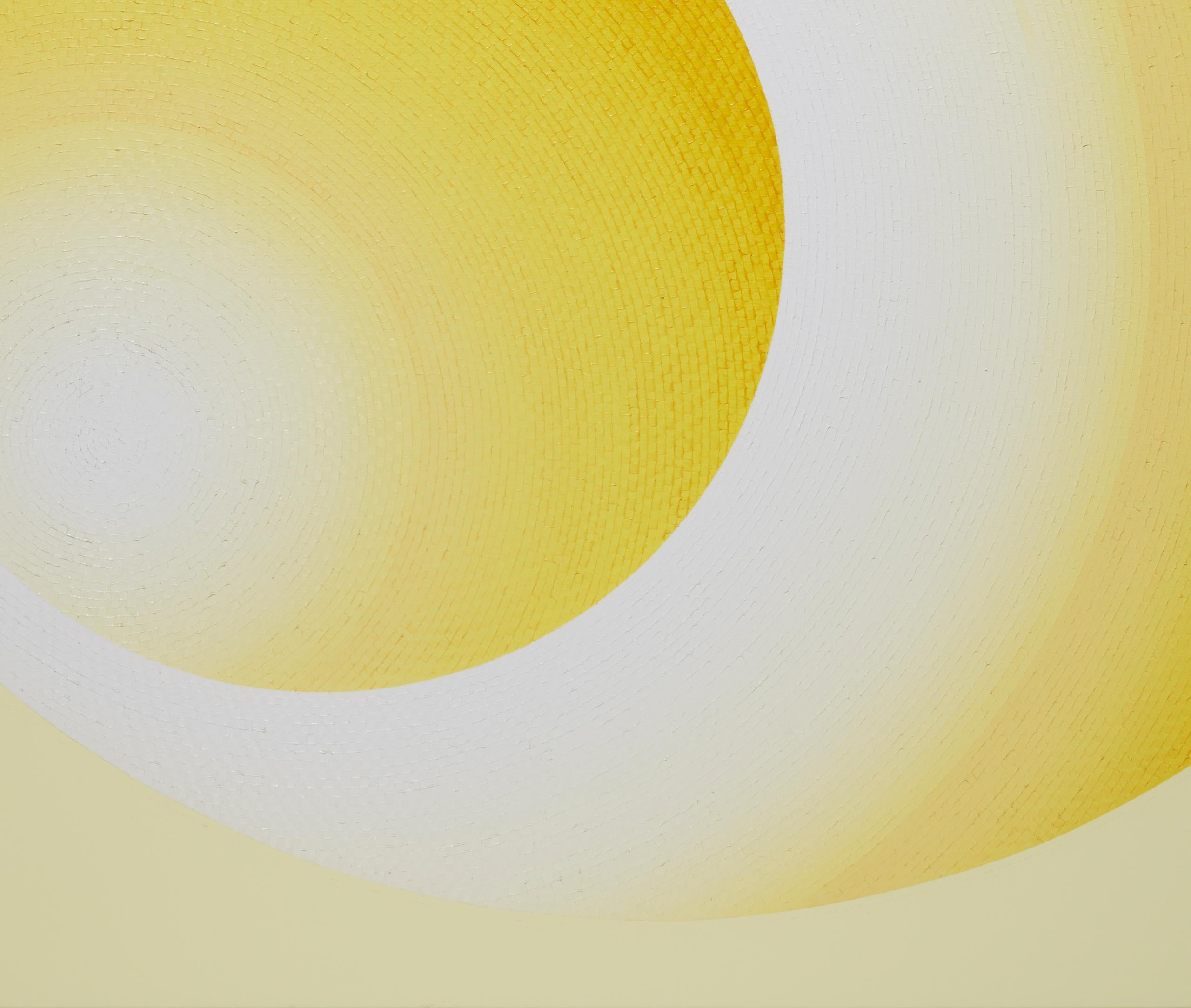 Le immigrant par Mathieu Piffeteau - peinture abstraite, illusion, lumière, jaune en vente 4