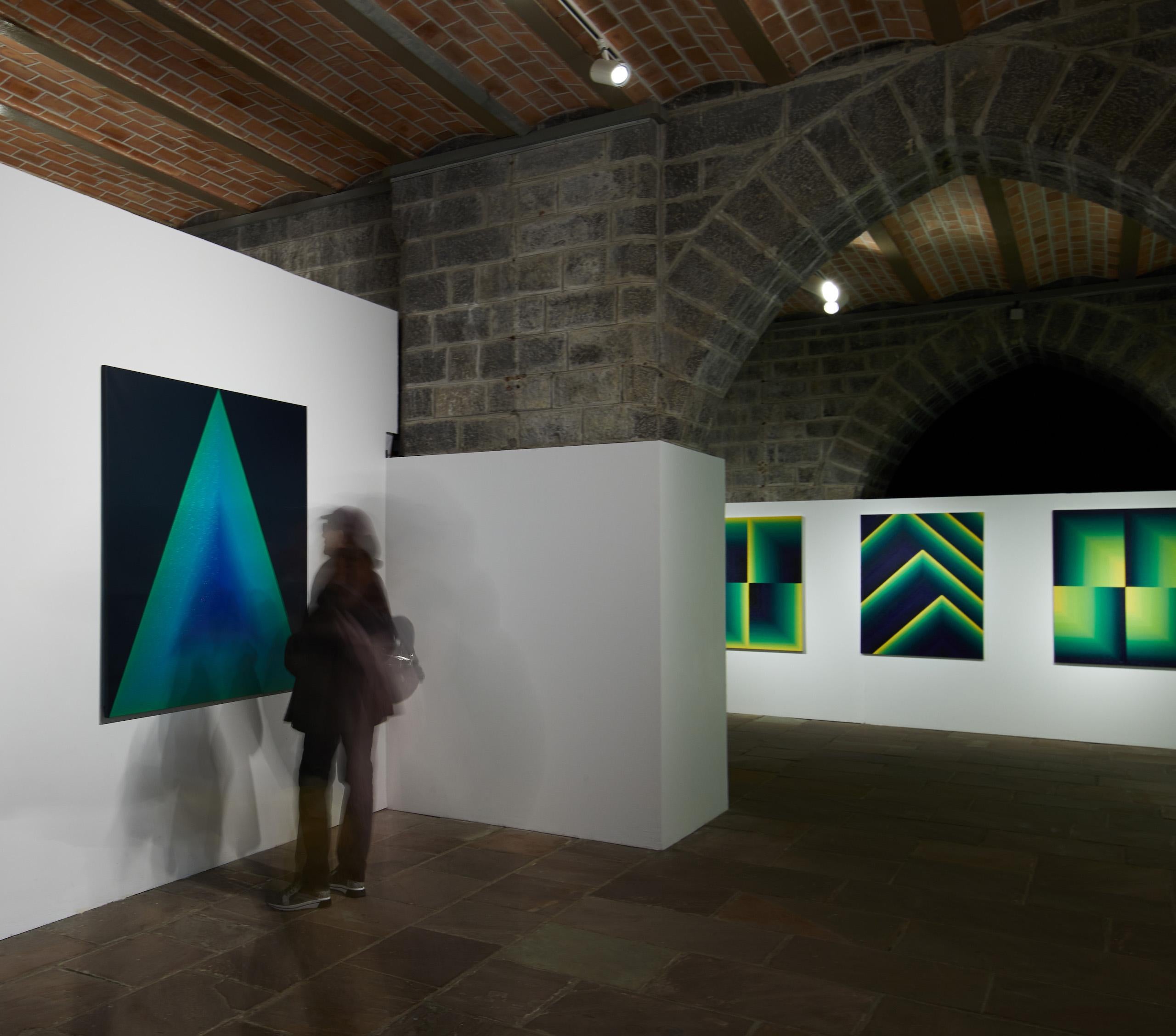 Turchese 1 di Mathieu Piffeteau - Pittura astratta, gradazione di colore, illusione in vendita 1