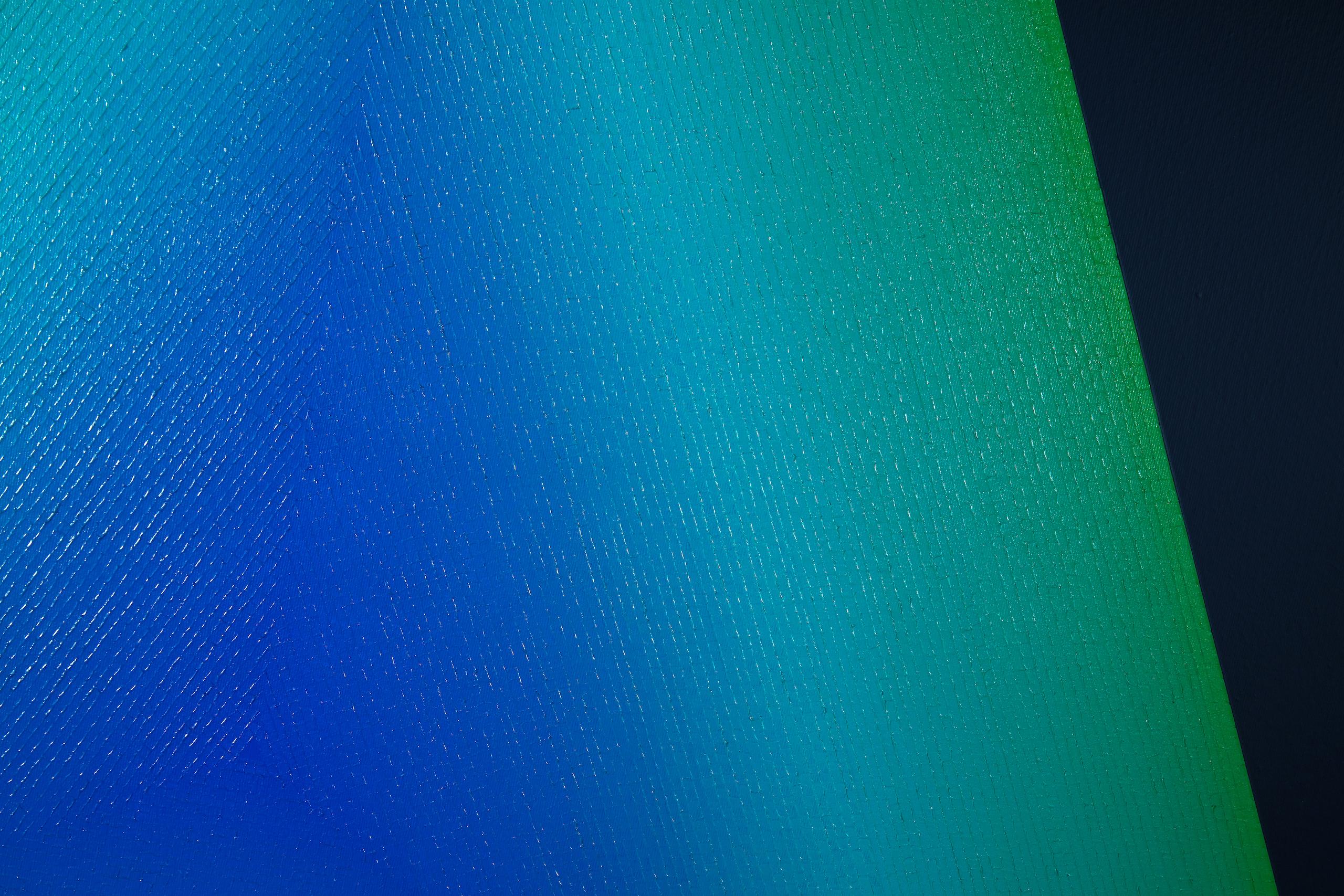 Turquoise 1 de Mathieu Piffeteau - Peinture abstraite, gradation de couleurs, illusion en vente 3