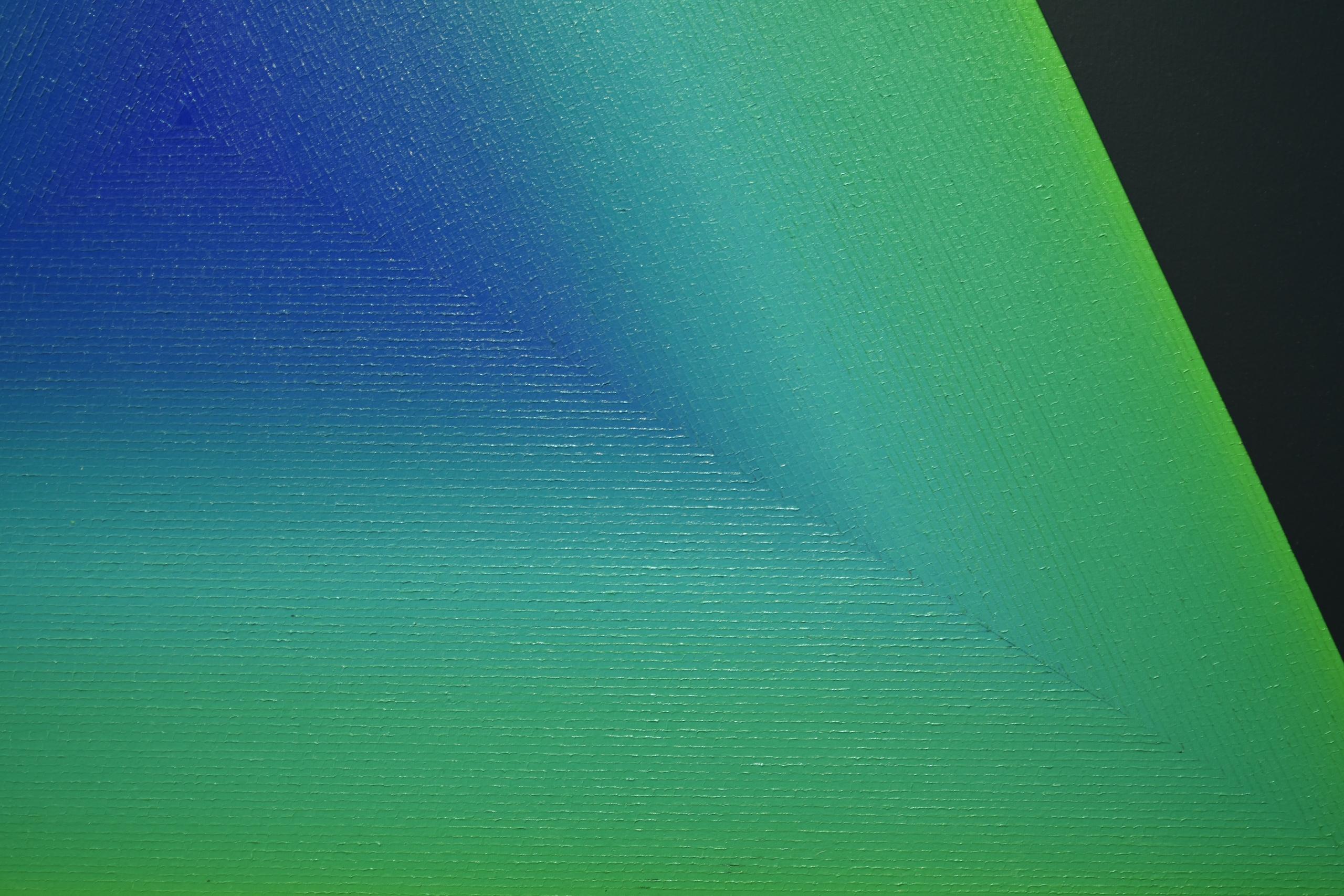 Turquoise 1 de Mathieu Piffeteau - Peinture abstraite, gradation de couleurs, illusion en vente 4