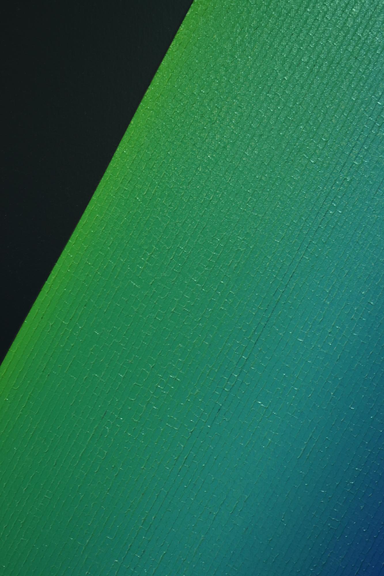 Turquoise 1 de Mathieu Piffeteau - Peinture abstraite, gradation de couleurs, illusion en vente 5