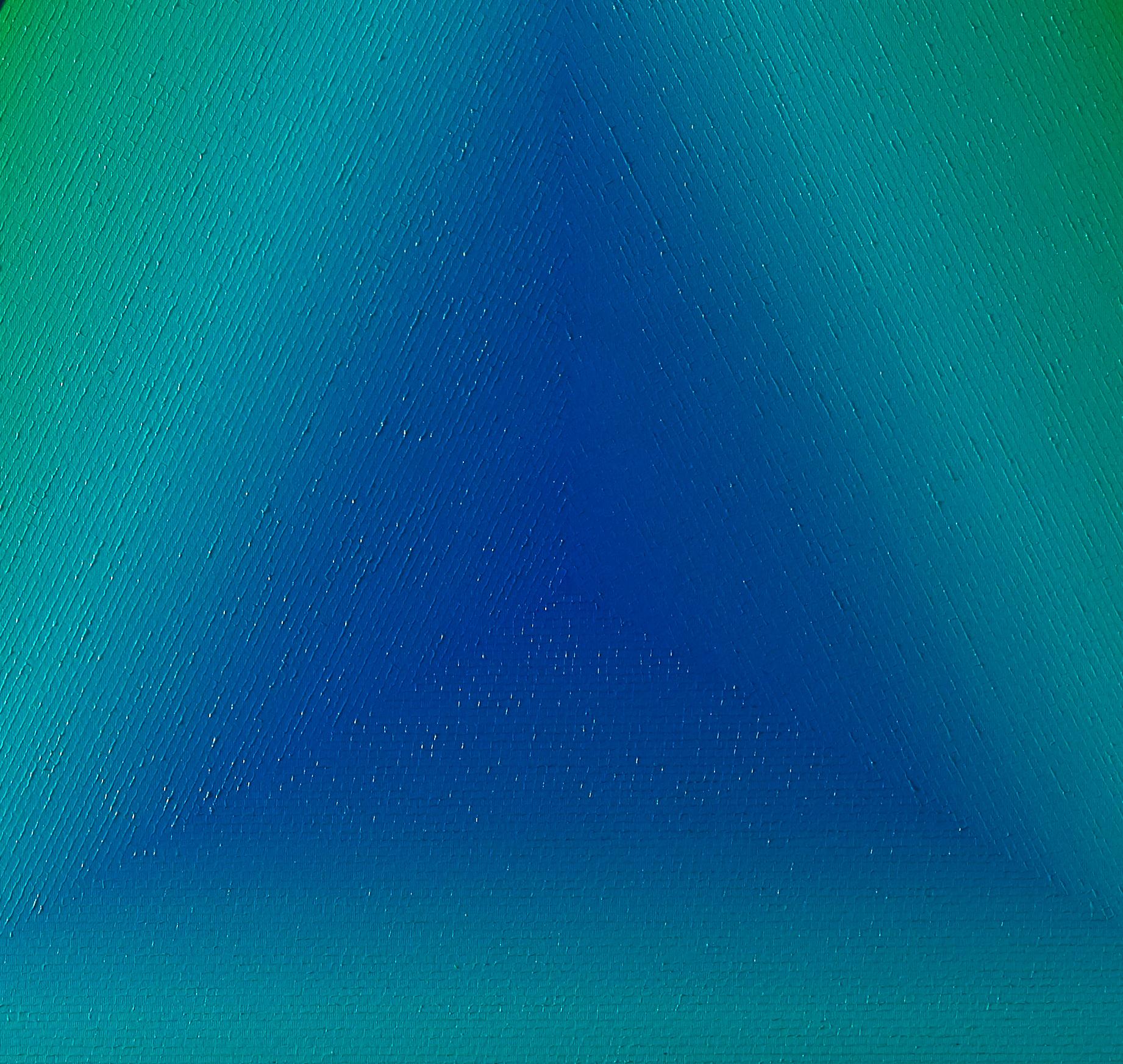 Turquesa 1 by Mathieu Piffeteau - Cuadro abstracto, gradación de colores, ilusión en venta 7