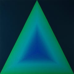 Turquoise 1 by Mathieu Piffeteau - Abstract painting, colour gradation, illusion