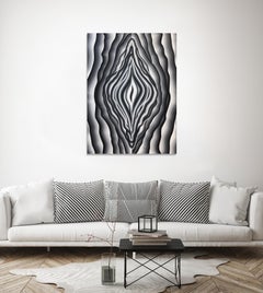 Untitled by Mathieu Piffeteau - Abstract painting, black and white, textures