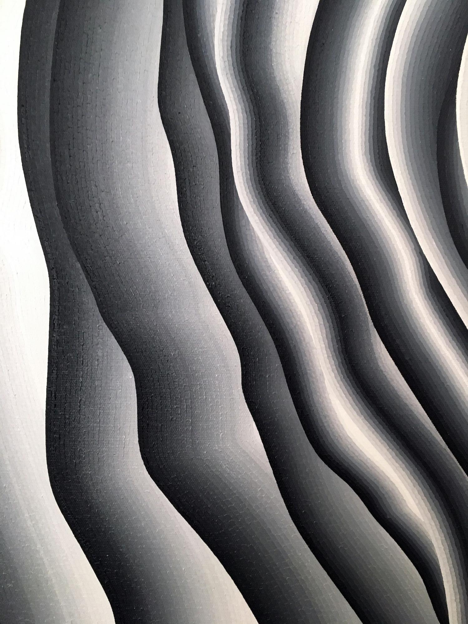 Ohne Titel von Mathieu Piffeteau - Abstrakte Malerei, schwarz-weiß, Texturen im Angebot 2