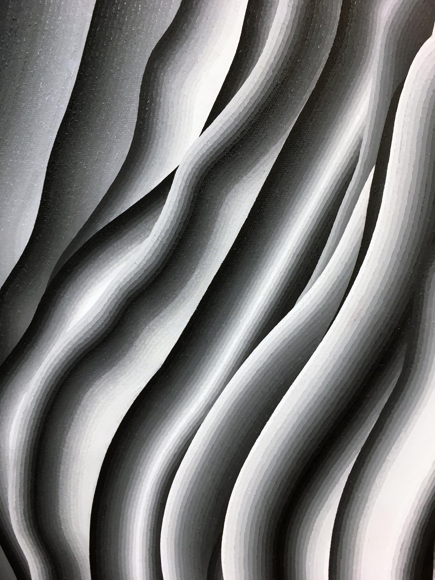 Ohne Titel von Mathieu Piffeteau - Abstrakte Malerei, schwarz-weiß, Texturen im Angebot 3