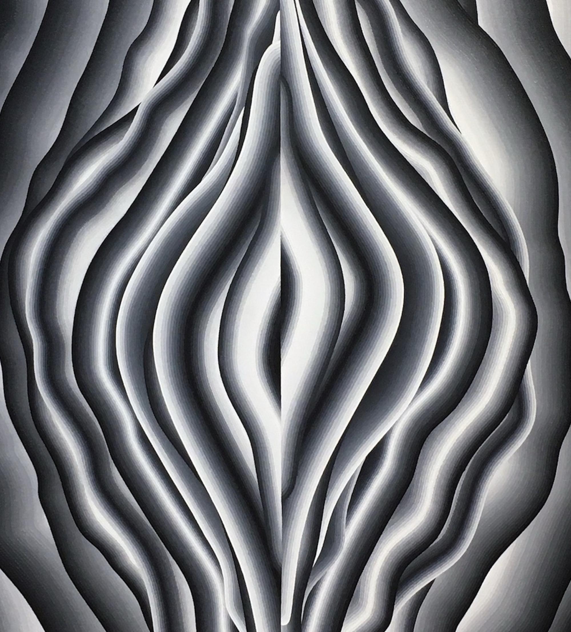 Ohne Titel von Mathieu Piffeteau - Abstrakte Malerei, schwarz-weiß, Texturen im Angebot 5