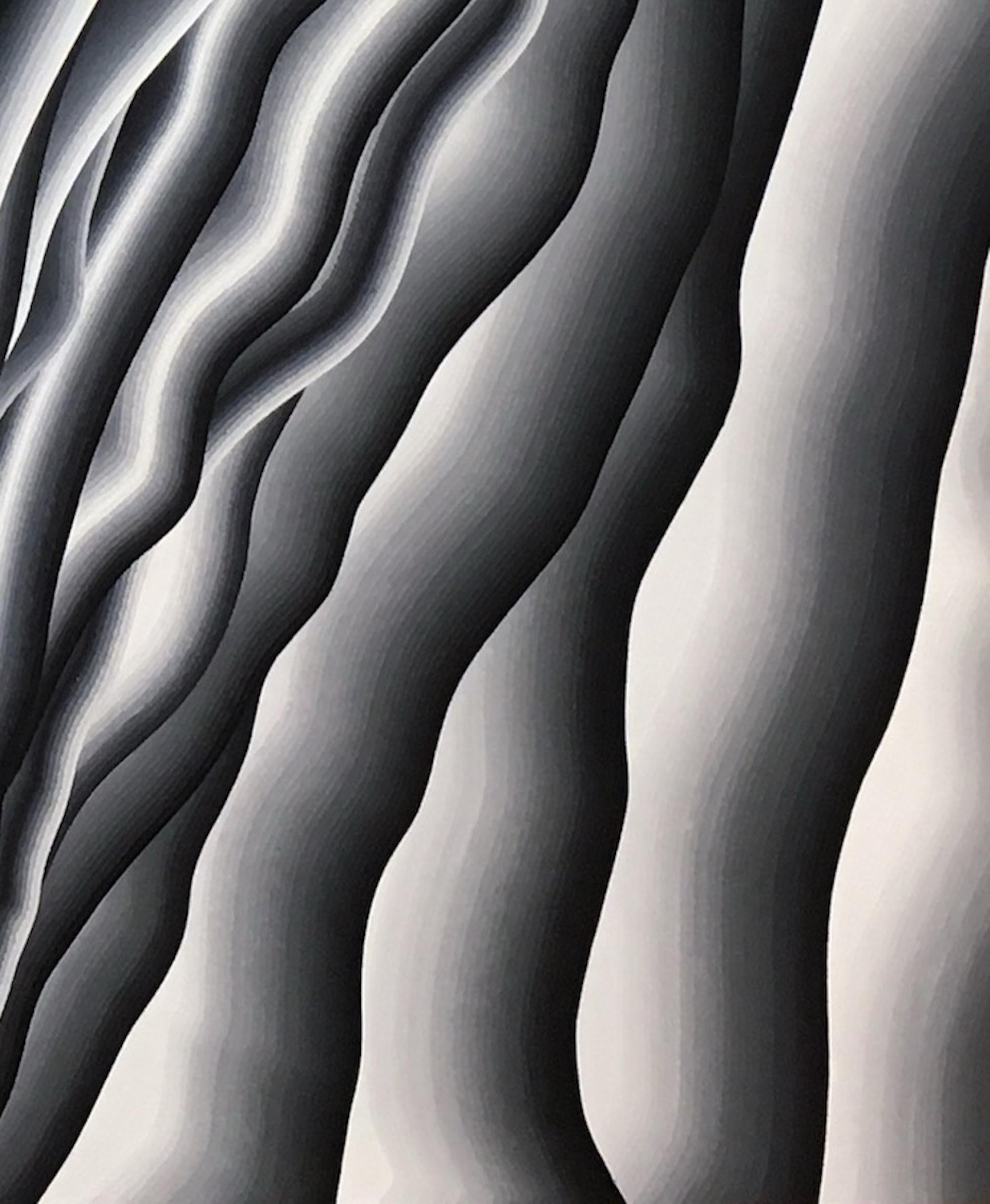 Ohne Titel von Mathieu Piffeteau - Abstrakte Malerei, schwarz-weiß, Texturen im Angebot 6