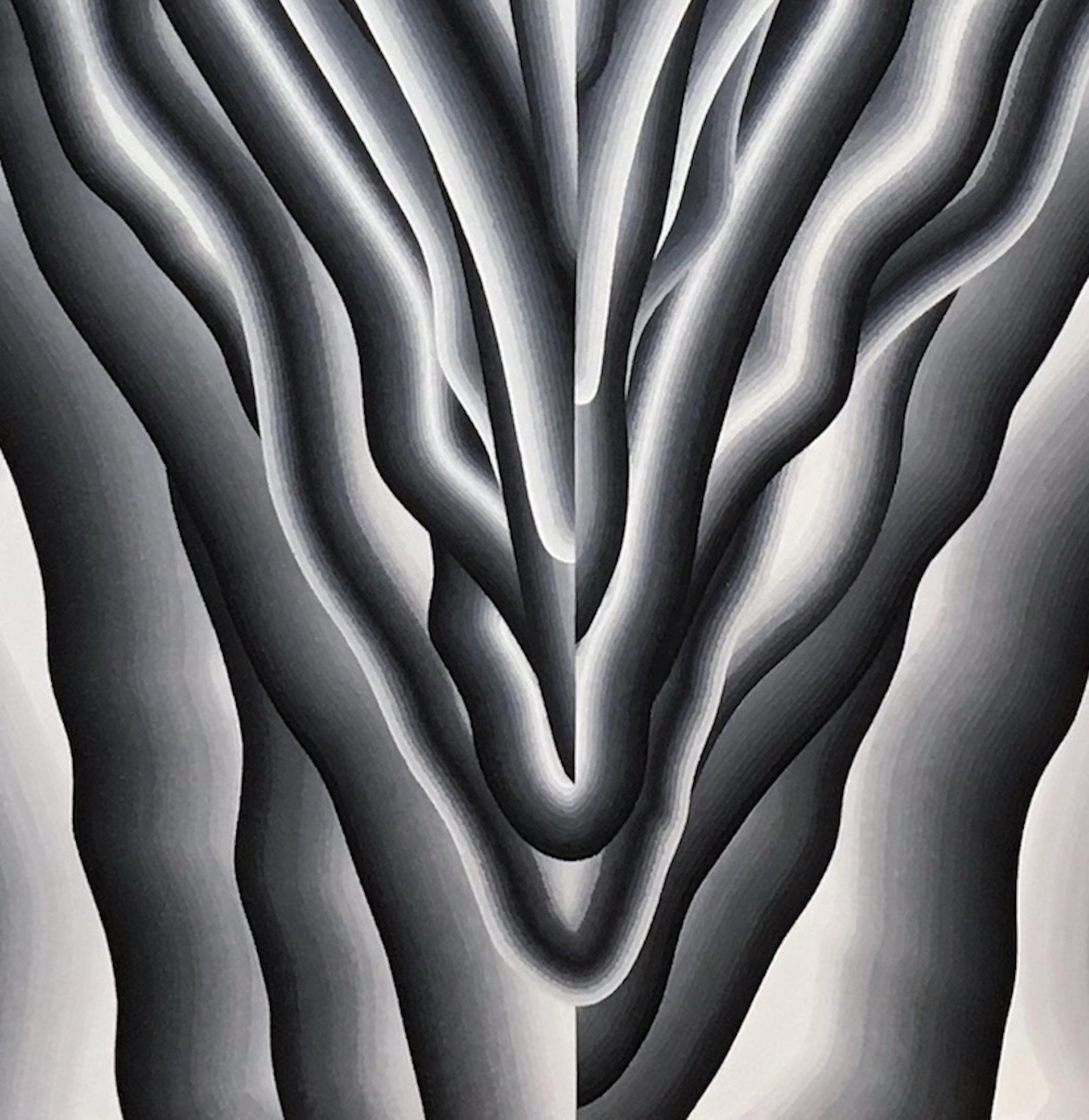 Ohne Titel von Mathieu Piffeteau - Abstrakte Malerei, schwarz-weiß, Texturen im Angebot 7