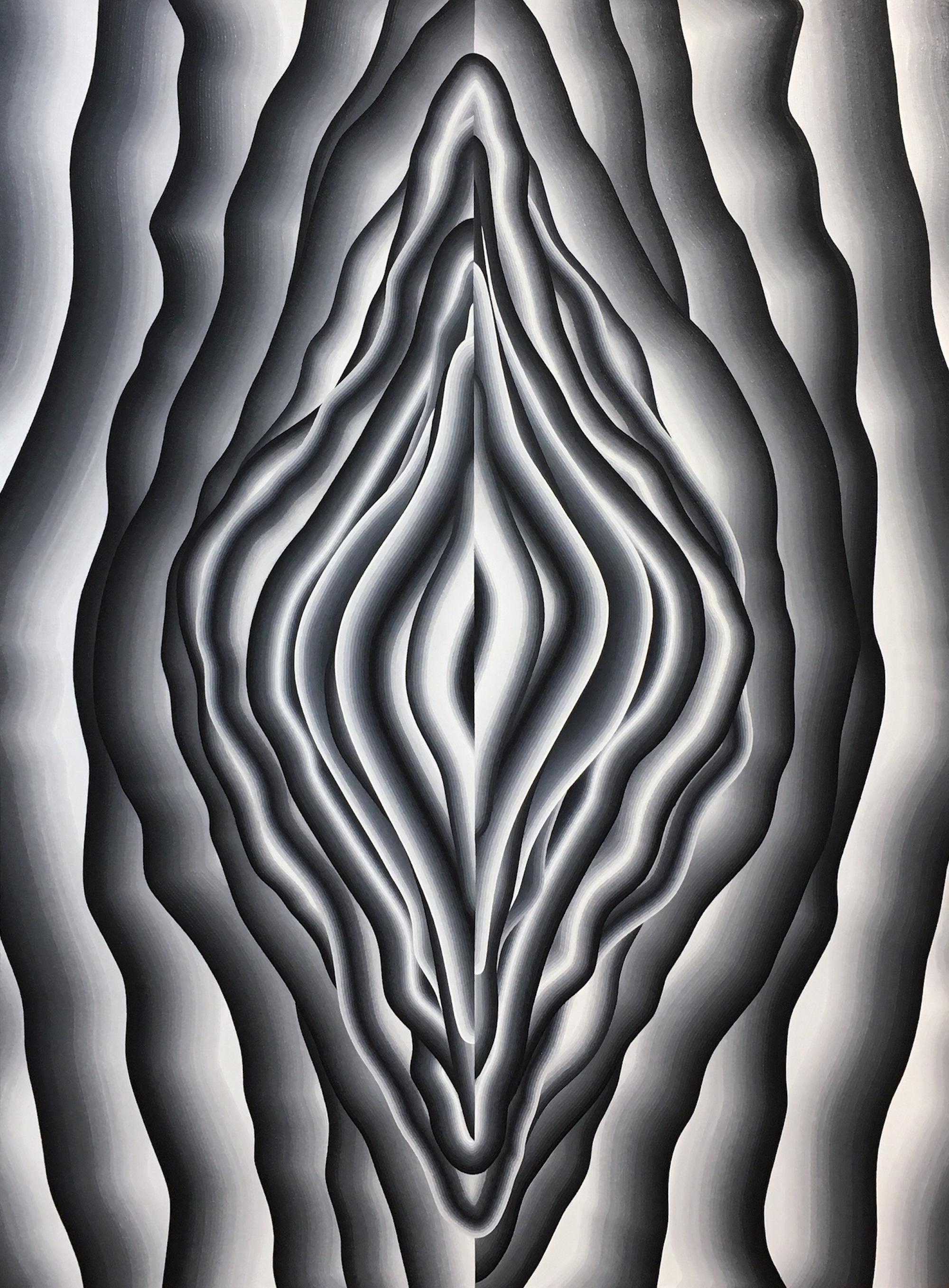 Ohne Titel von Mathieu Piffeteau - Abstrakte Malerei, schwarz-weiß, Texturen