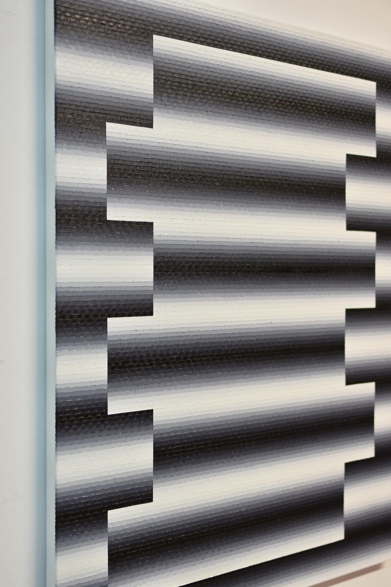 Upupa 1 by Mathieu Piffeteau - Abstract painting, illusion, light, dark, black For Sale 3