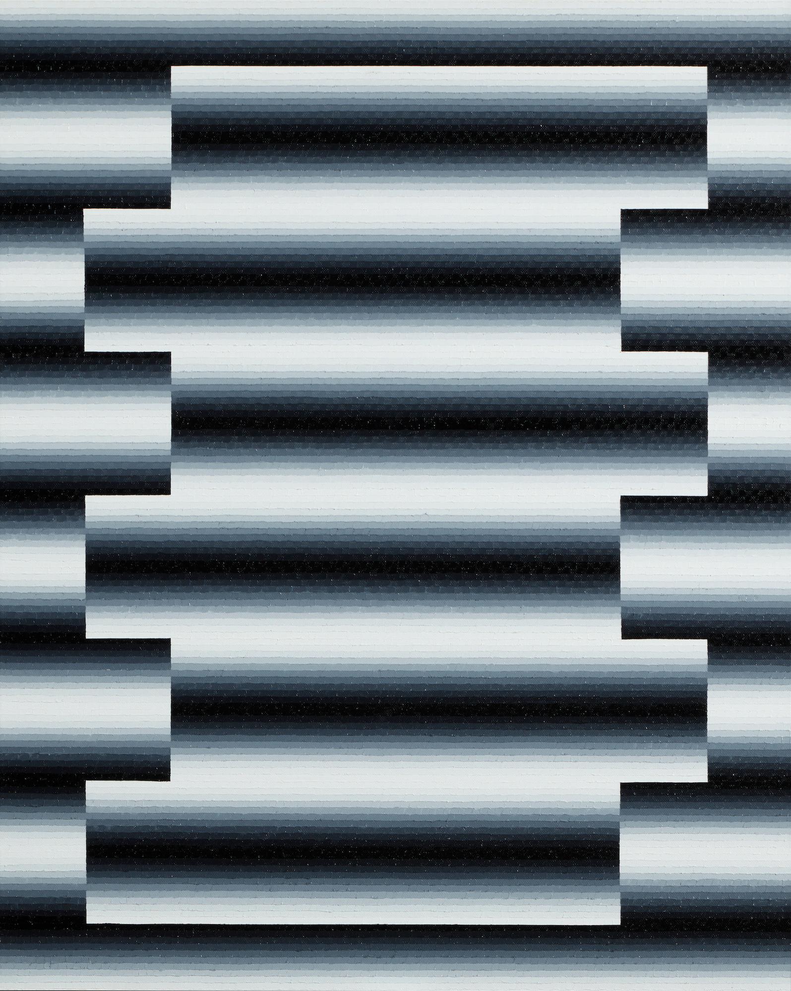 Upupa 1 by Mathieu Piffeteau - Abstract painting, illusion, light, dark, black