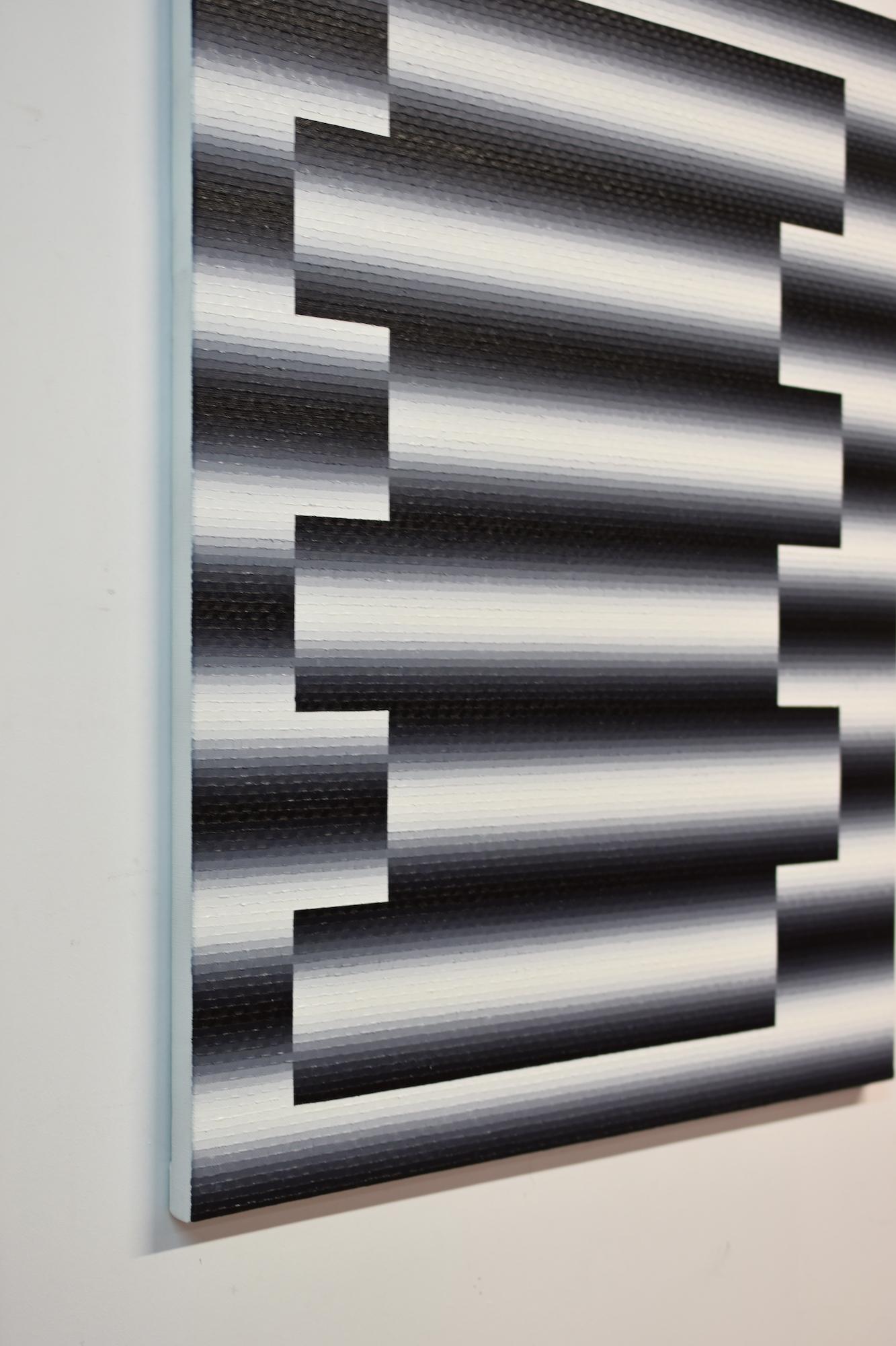 Upupa 2 by Mathieu Piffeteau - Abstract painting, illusion, light, dark, black im Angebot 3