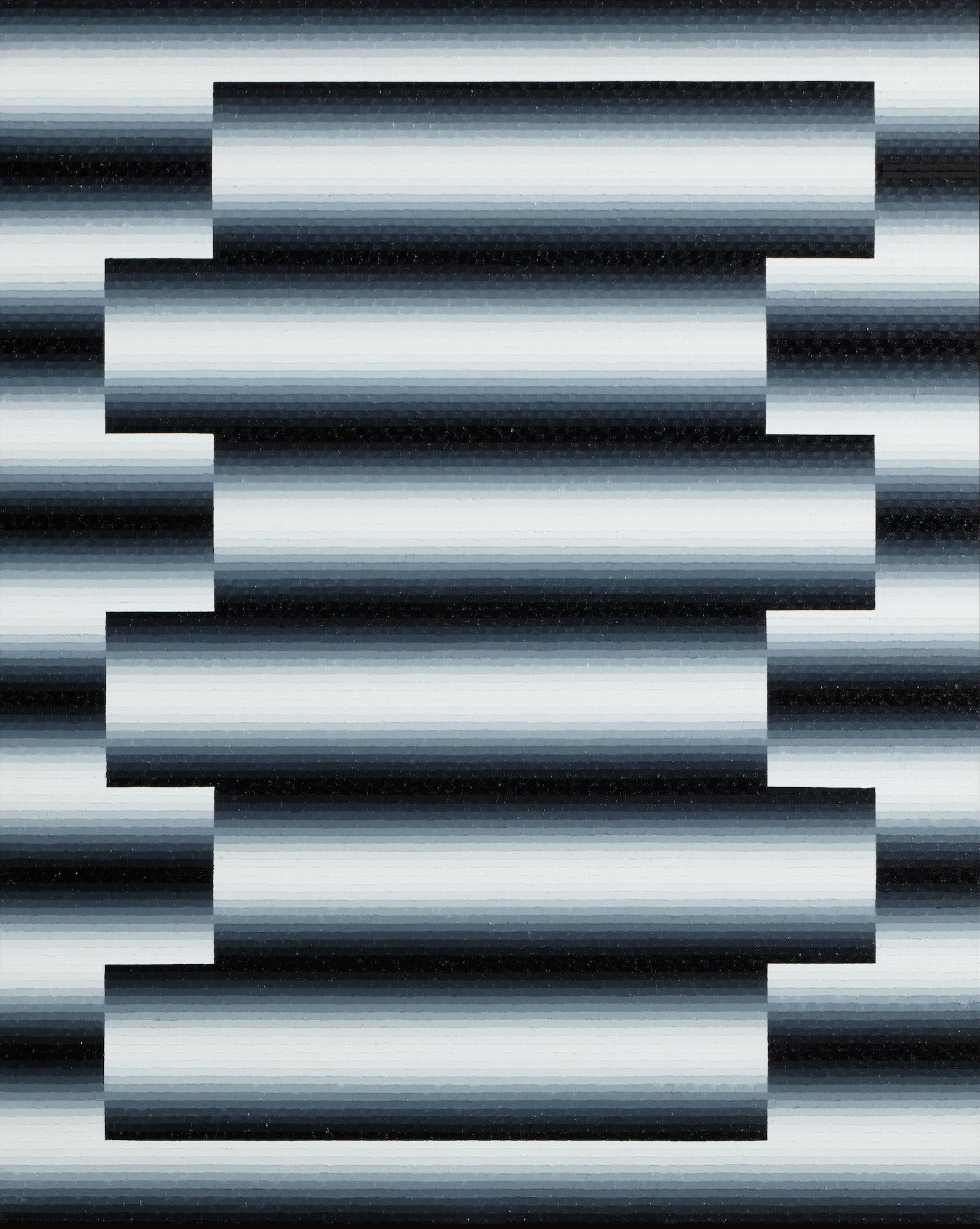 Upupa 2 by Mathieu Piffeteau - Abstract painting, illusion, light, dark, black