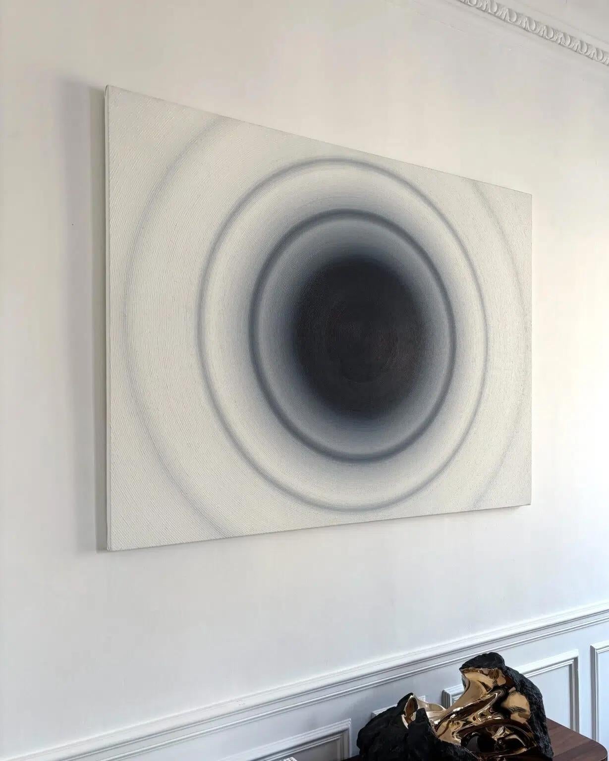 Waves by Mathieu Piffeteau - Abstrakte Malerei, schwarz-weiß, Textur im Angebot 4