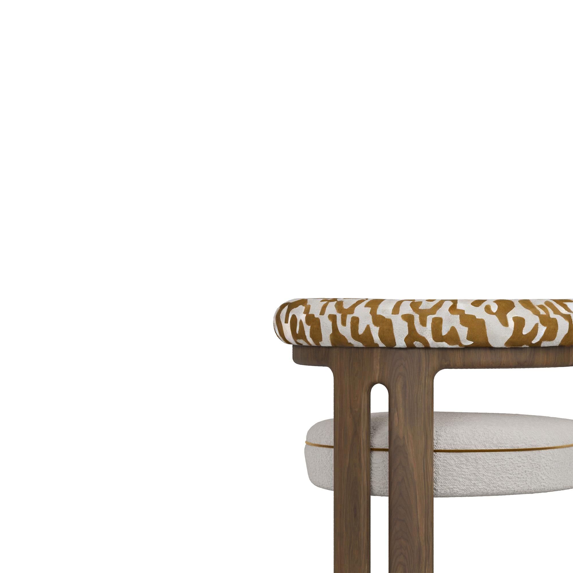 Moderne Mathilde Dining Chair by Nolita Harbour in Bouclé Upholstery & Walnut en vente