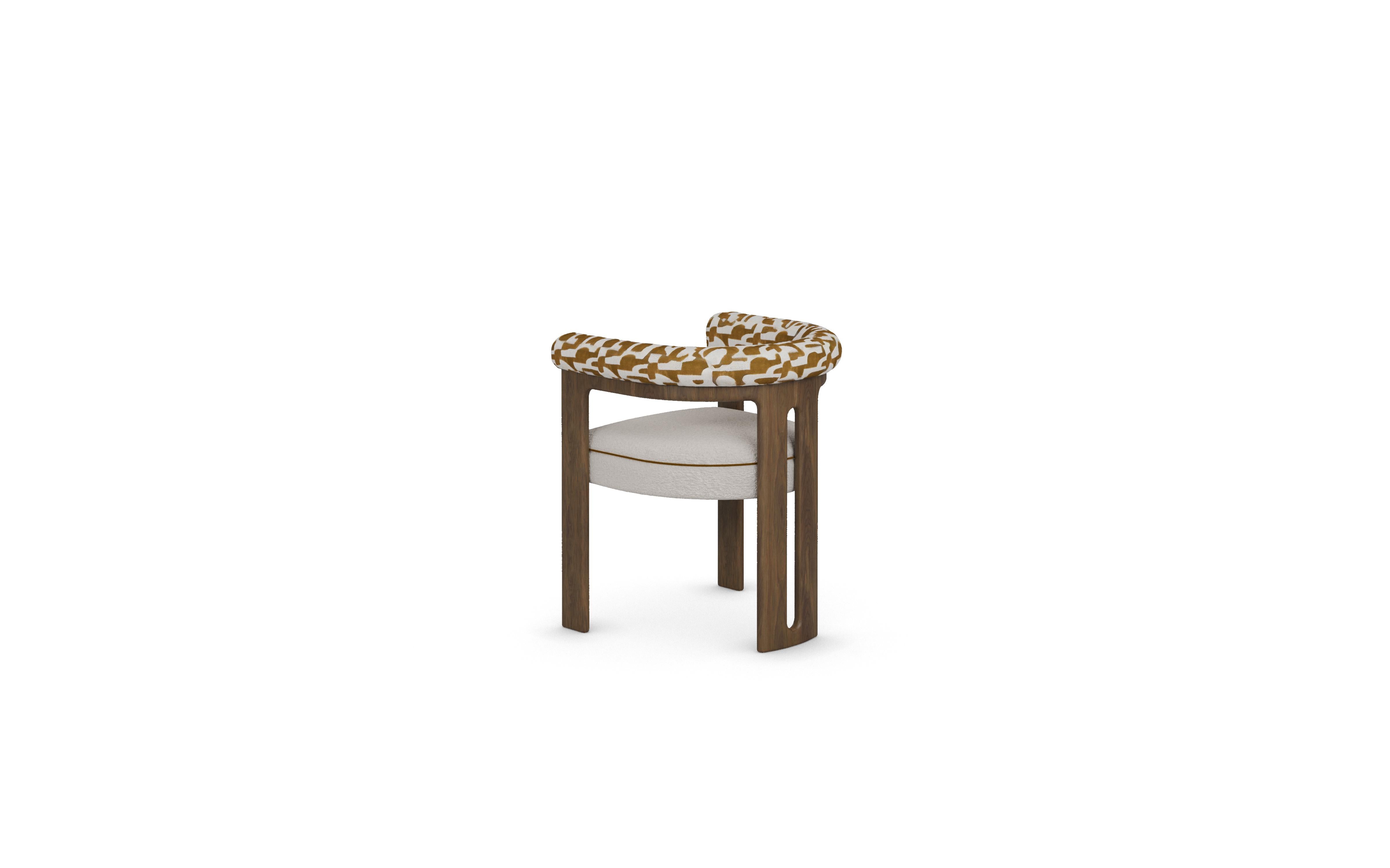 Portugais Mathilde Dining Chair by Nolita Harbour in Bouclé Upholstery & Walnut en vente