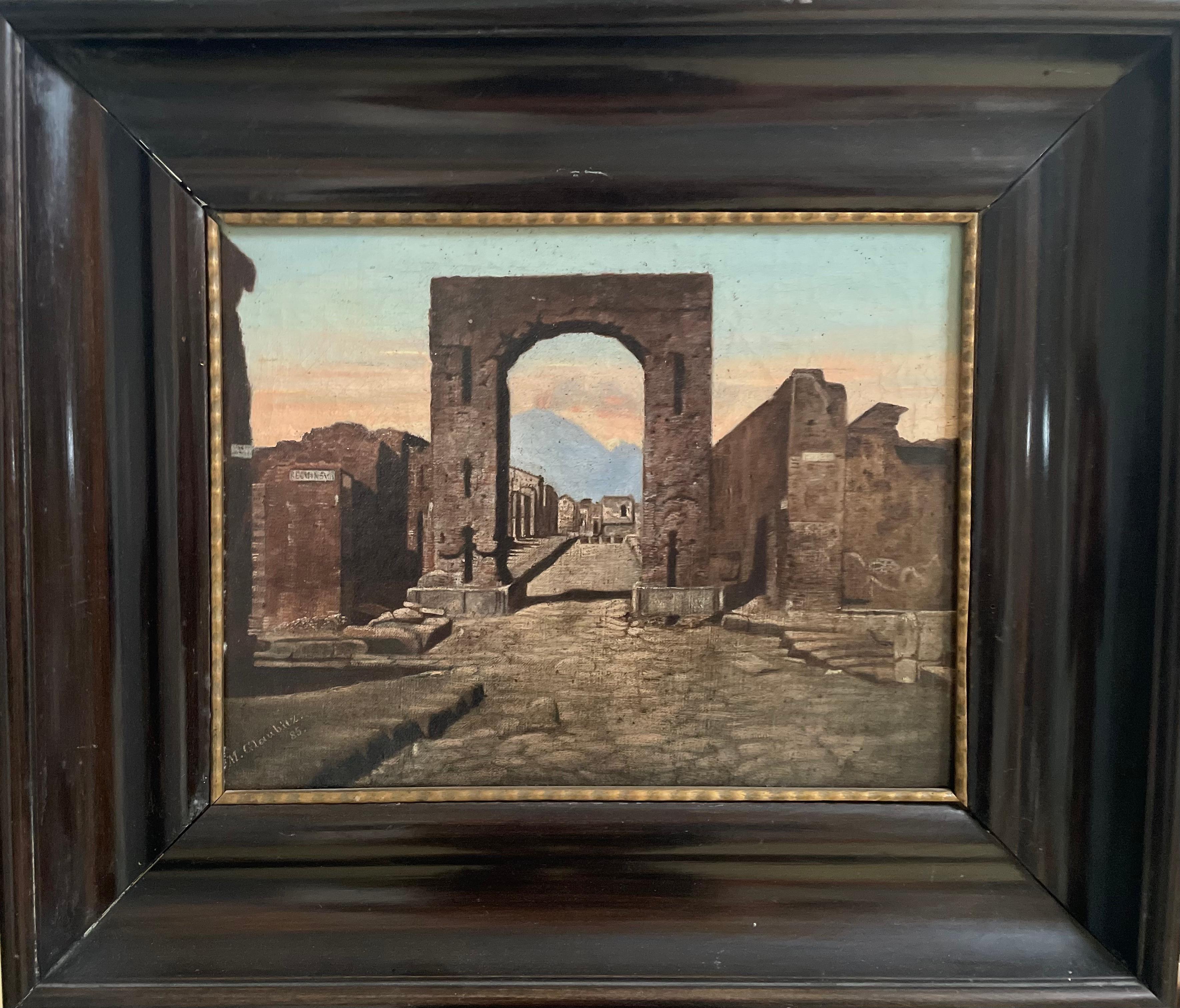 Mathilde Glaub XIX Century Landscape Painting - "Foro romano at Pompeii"