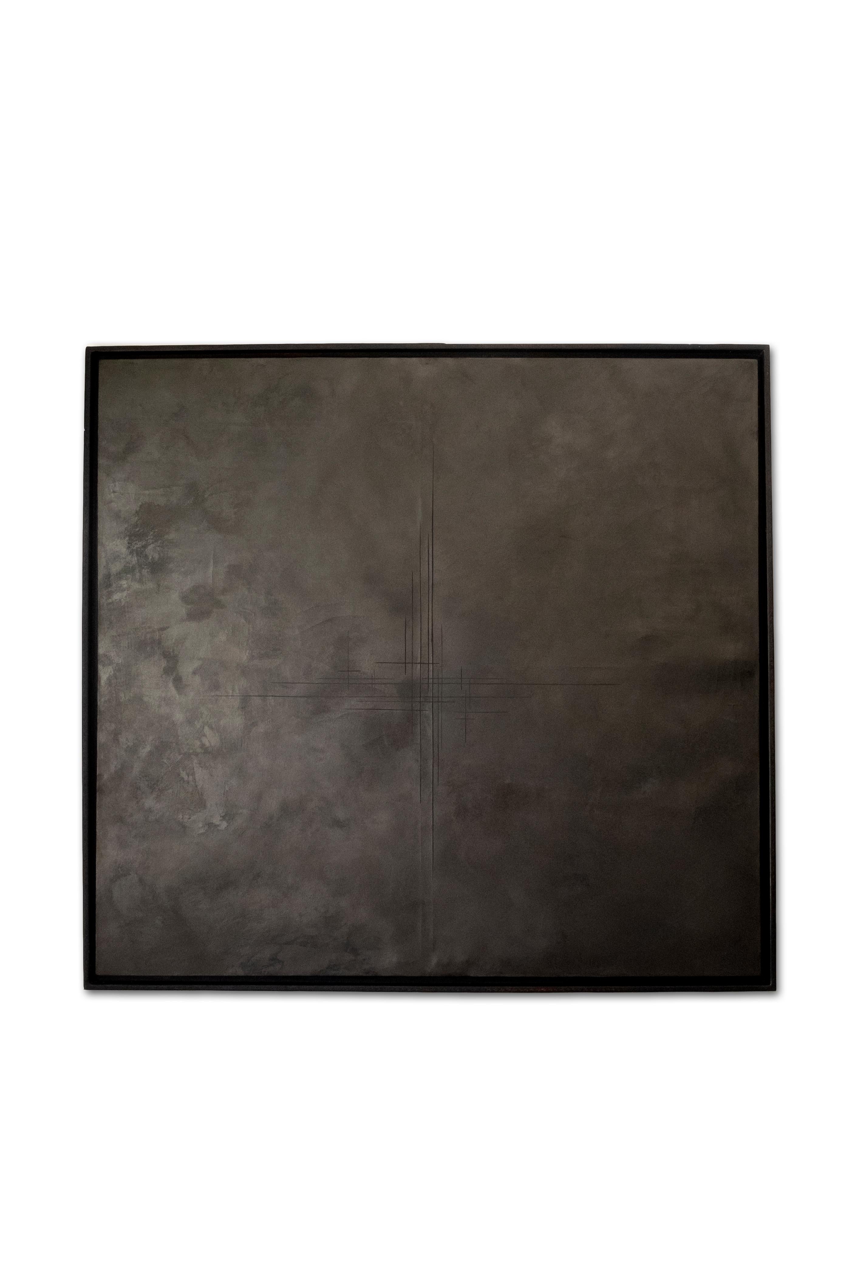 Mathilde Lefort Abstract Painting - Mathilde lefort  888 Hz - Iron and Cement on canvas