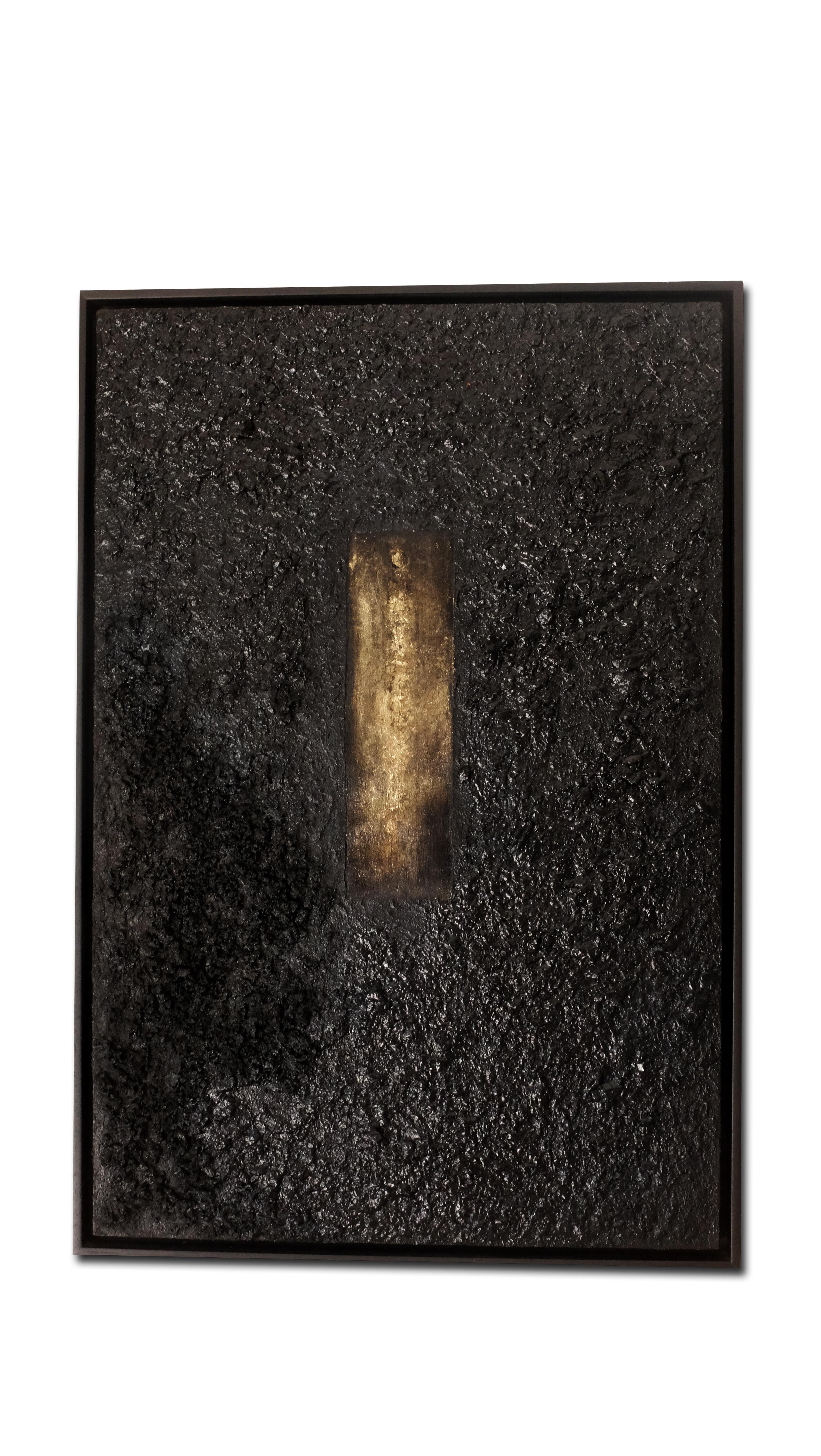 Mathilde Lefort Abstract Painting - Mathilde lefort  Healing Gate - Ashes and Gold on canvas