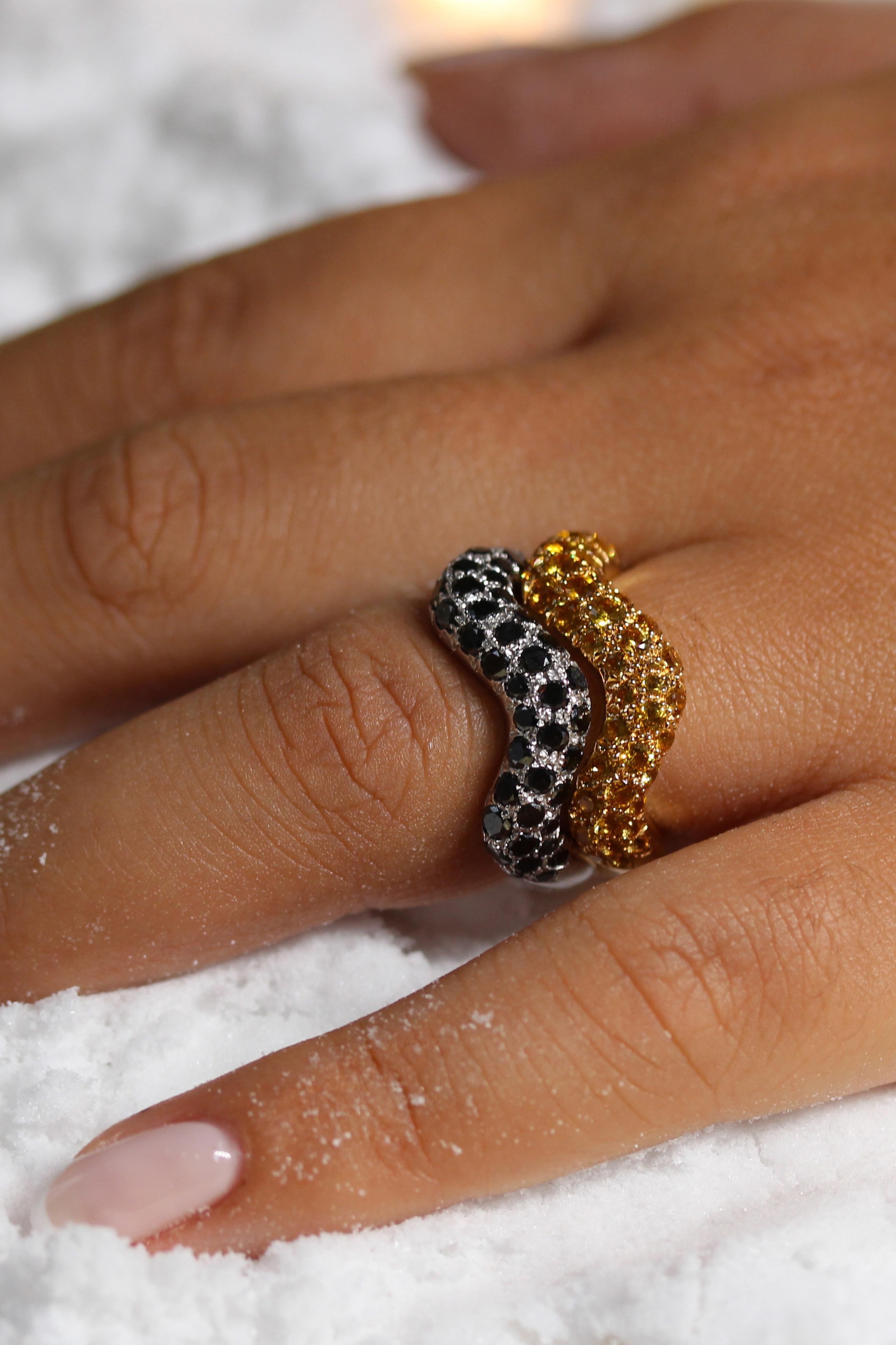 Contemporary Mathon Paris Black Diamonds and White Gold Ring For Sale