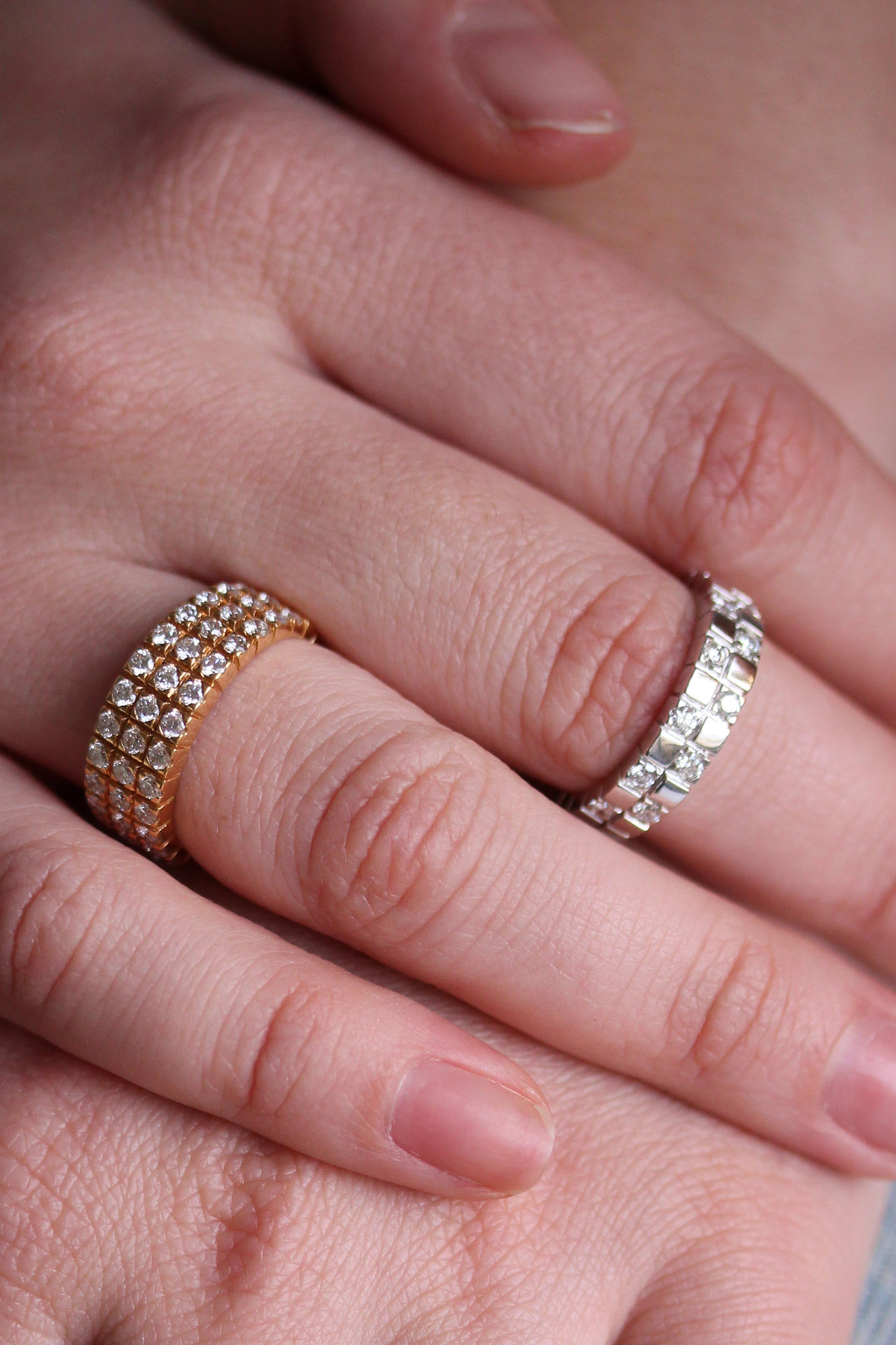 Brilliant Cut Mathon Paris Diamonds and Pink Gold Ring For Sale
