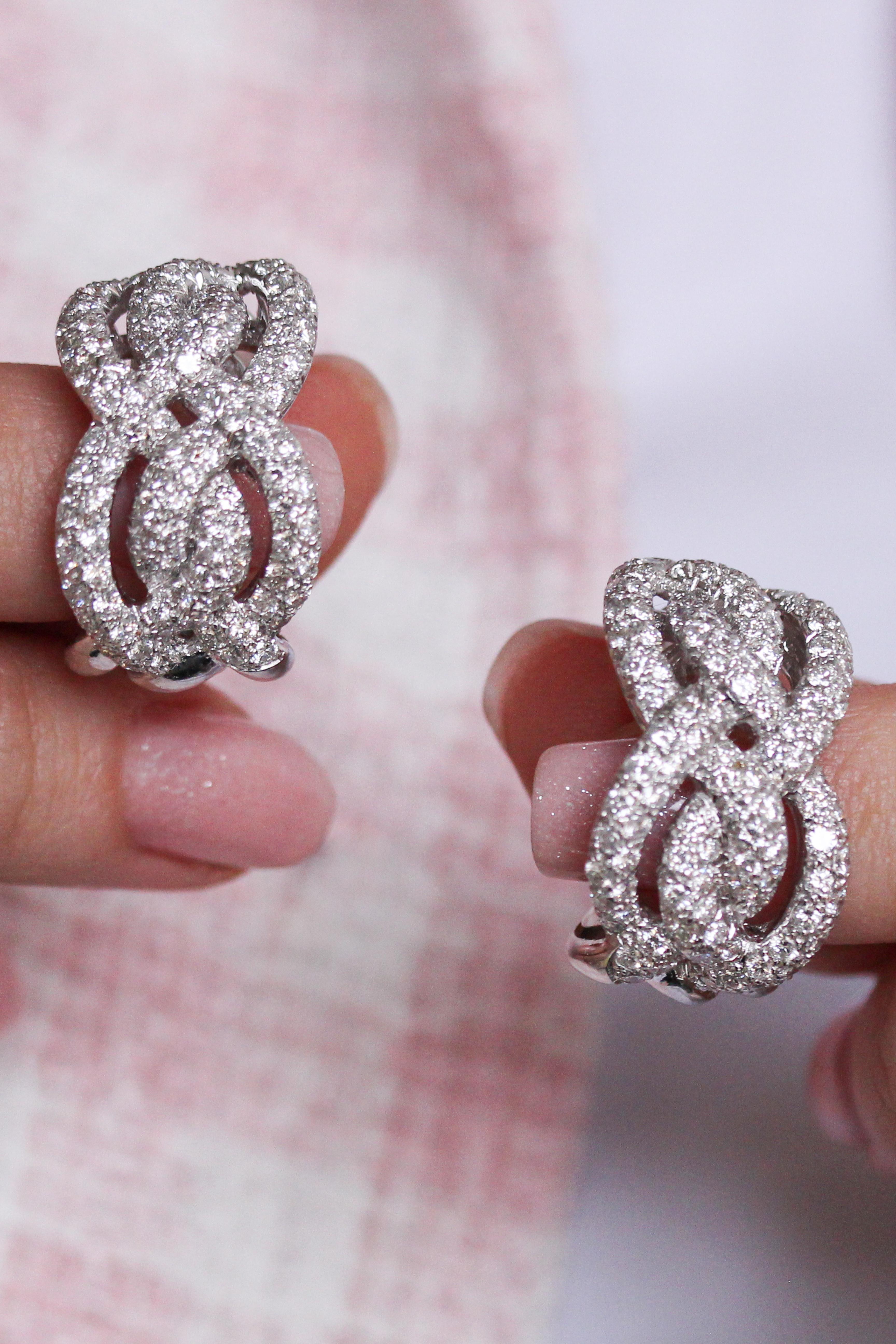 Contemporary Mathon Paris Diamonds and White Gold Earrings For Sale