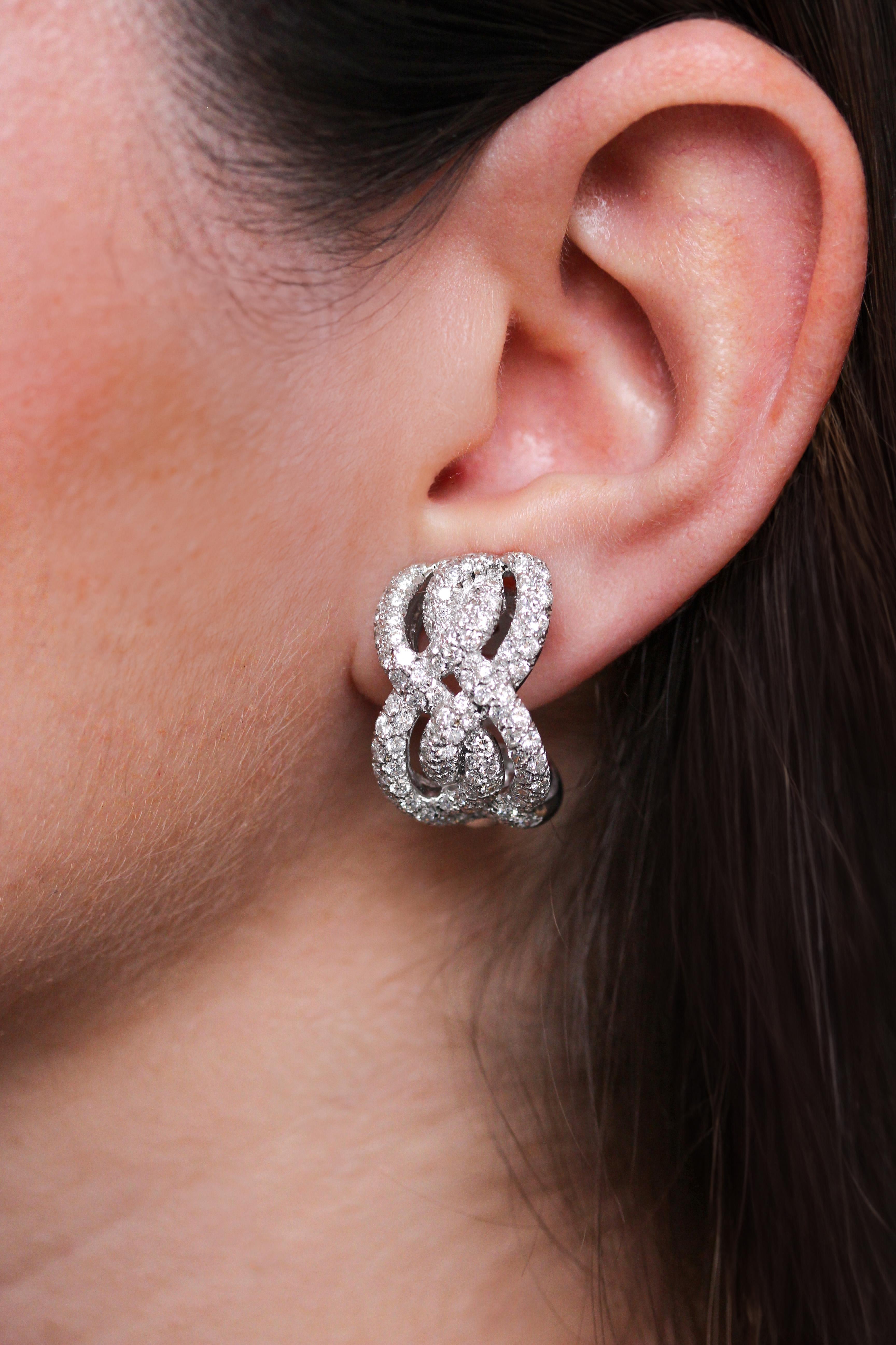 Brilliant Cut Mathon Paris Diamonds and White Gold Earrings For Sale