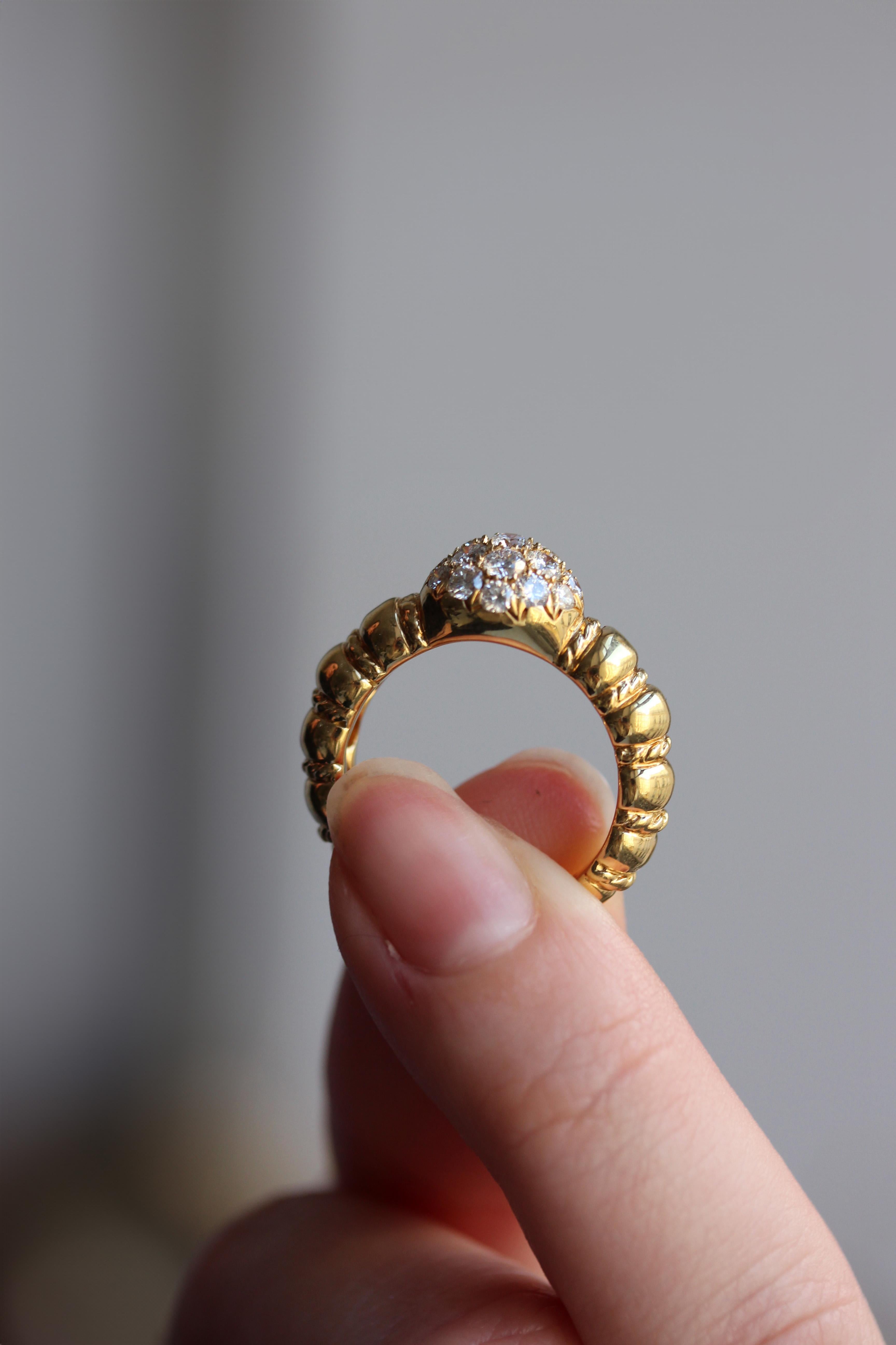 Brilliant Cut Mathon Paris Diamonds and Yellow Gold Ring For Sale