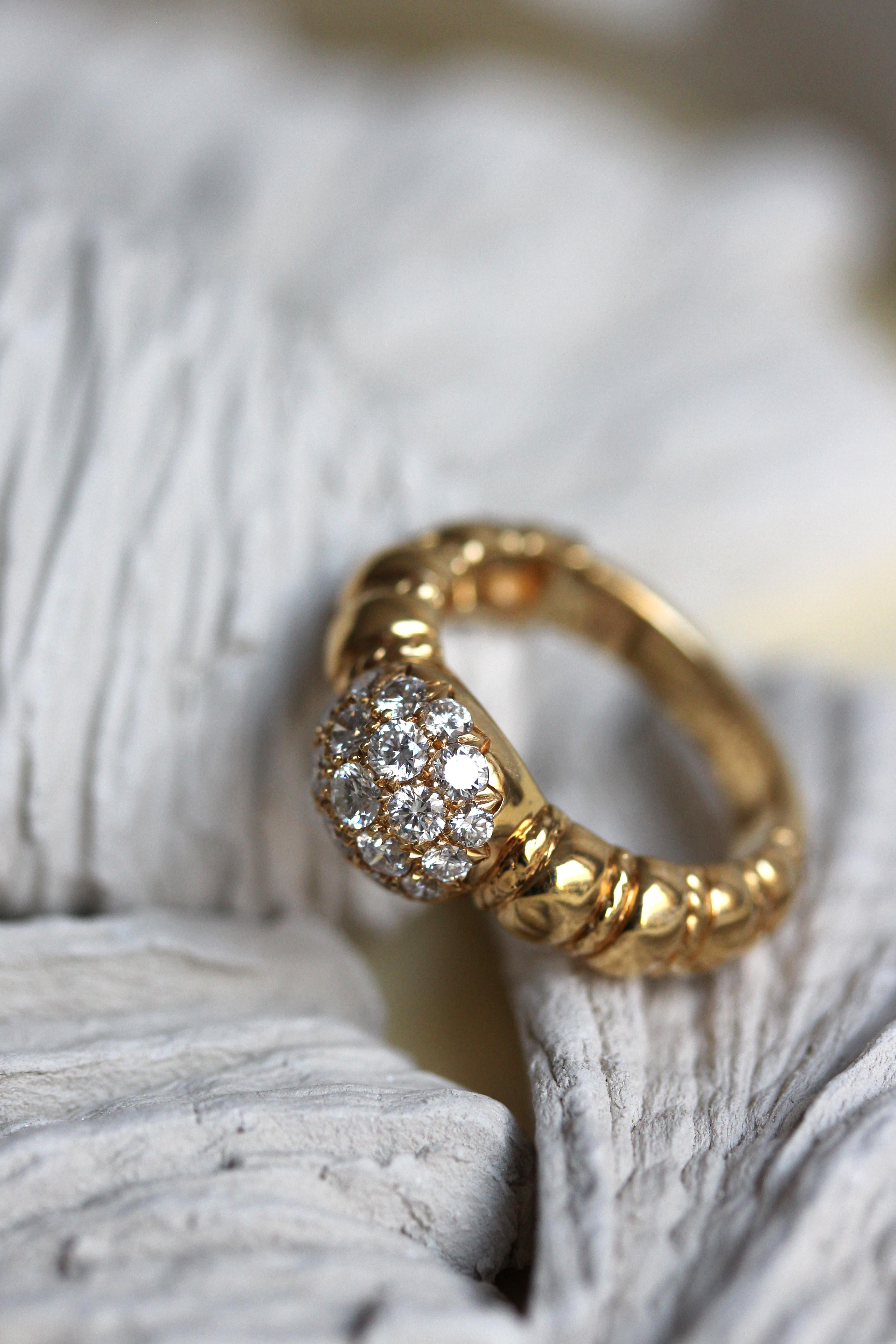 Women's Mathon Paris Diamonds and Yellow Gold Ring For Sale