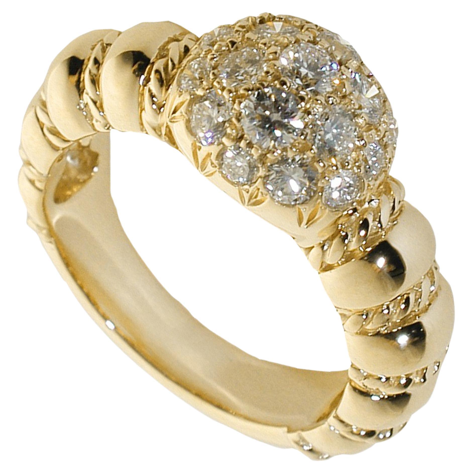Mathon Paris Diamonds and Yellow Gold Ring For Sale