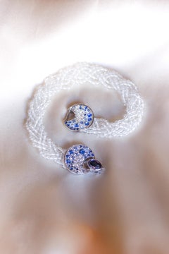Mathon Paris Diamonds Blue Sapphires Tanzanite Rock Cristals White Gold Bracelet