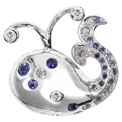 Mathon Paris Diamonds Blue Sapphires White Gold Pin's