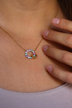 Mathon Paris Diamonds Multi Color Spinels Green and Blue Tourmalines Necklace