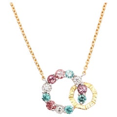 Mathon Paris Diamonds Multi Color Spinels Green and Blue Tourmalines Necklace