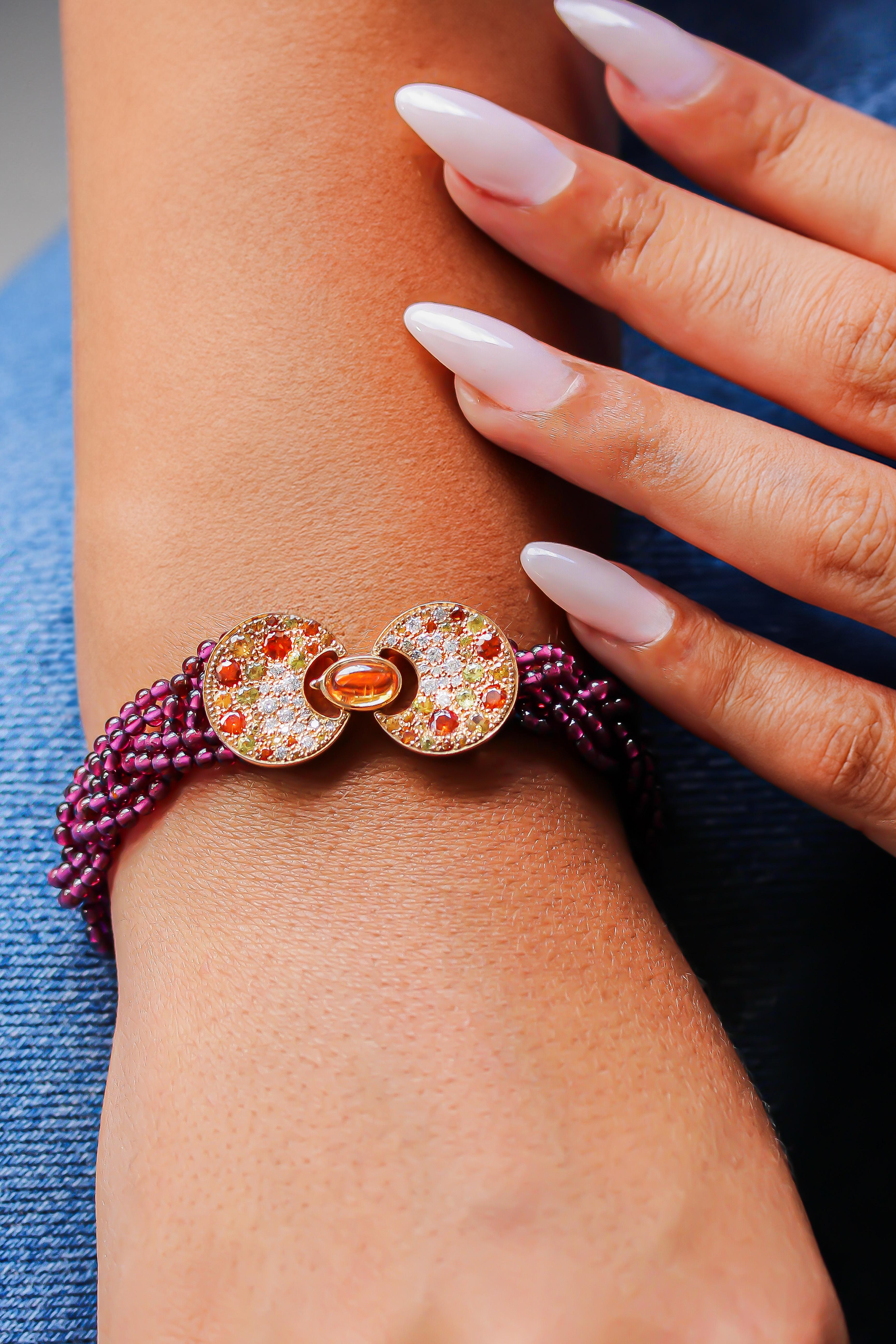 Eclipse Bracelet by Mathon Paris at Second Petale Gallery 

About the Gemstones : 
Diamonds 
Spessartite garnets 
Yellow sapphires
Rhodolite garnets 

ABOUT the CREATOR
MATHON PARIS : FRENCH STYLE SINCE 1931
