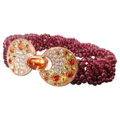 Mathon Paris Diamonds Spessartite Garnets Sapphires Rhodolite Garnets Bracelet