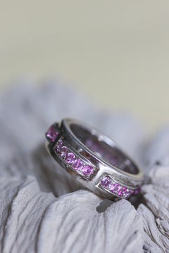 Mathon Paris Pink Sapphires and White Gold Ring