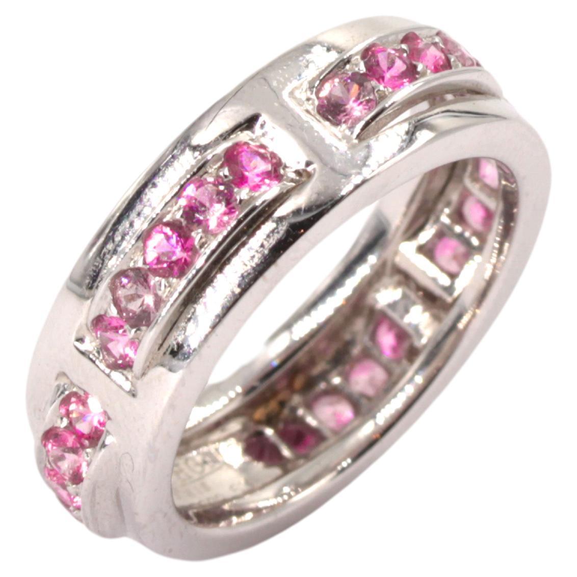 Mathon Paris Ring aus Weißgold mit rosa Saphiren und Weißgold im Angebot