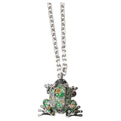 Mathon Paris Tsavorite and Demantoide Garnets, Diamonds and White Gold Necklace