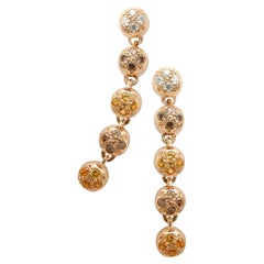 Mathon Paris Gelbe Saphire, Diamanten, braune Diamanten und Gelbgold-Ohrringe