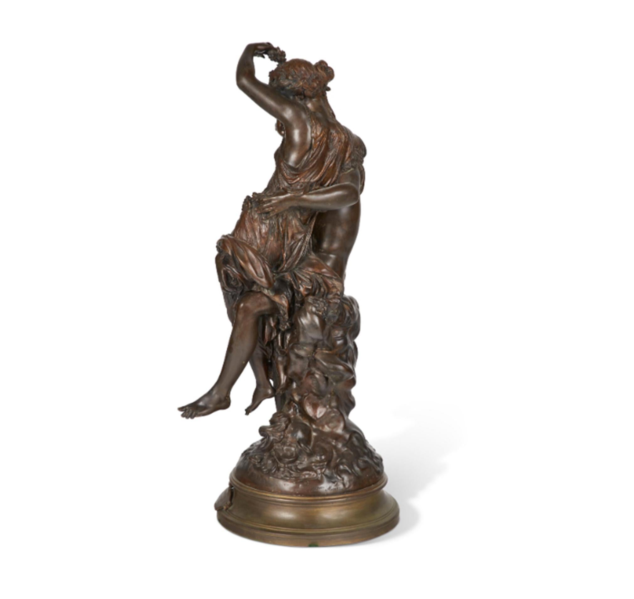 A splendid patinated bronze statue by Mathurin Moreau  1